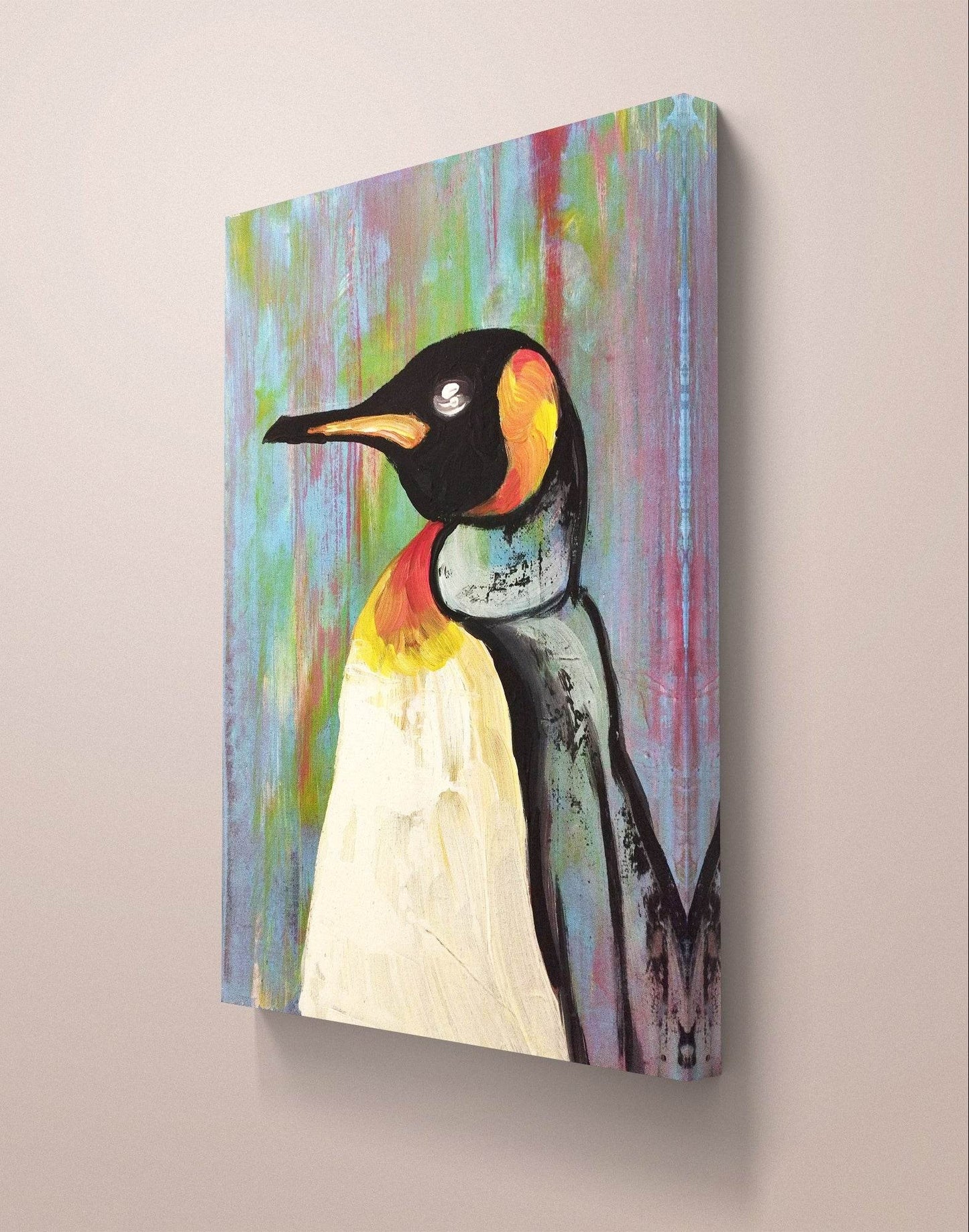 H1Z ART Acrylbild Gemälde Pinguin – handgemaltes Original Acrylbild (30 x 40 cm)