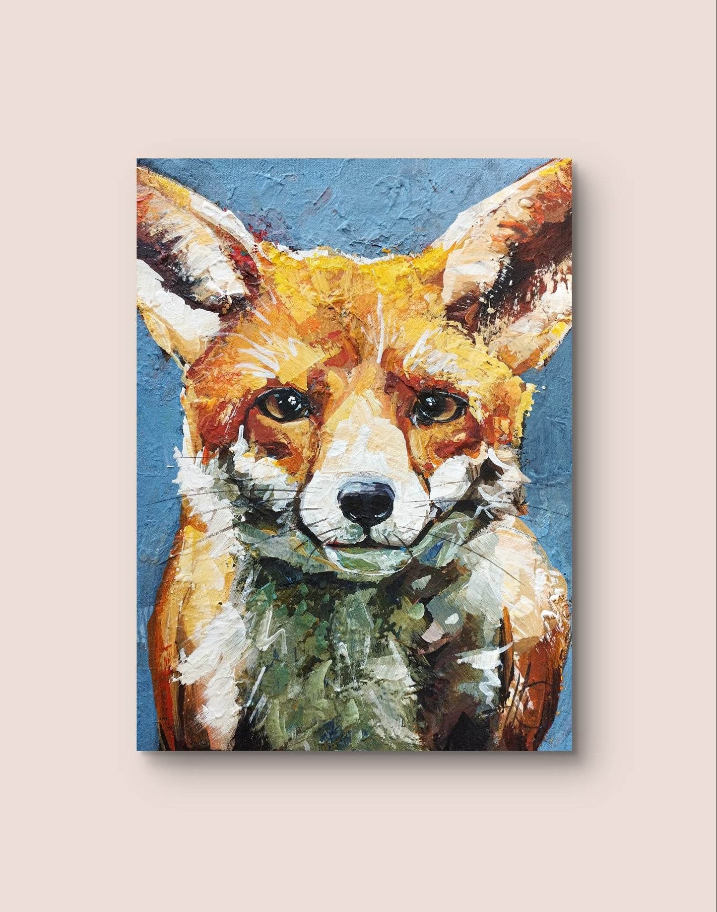 H1Z ART Acrylbild Gemälde Träumender Fuchs – handgemaltes Original Acrylbild (30 x 40 cm)