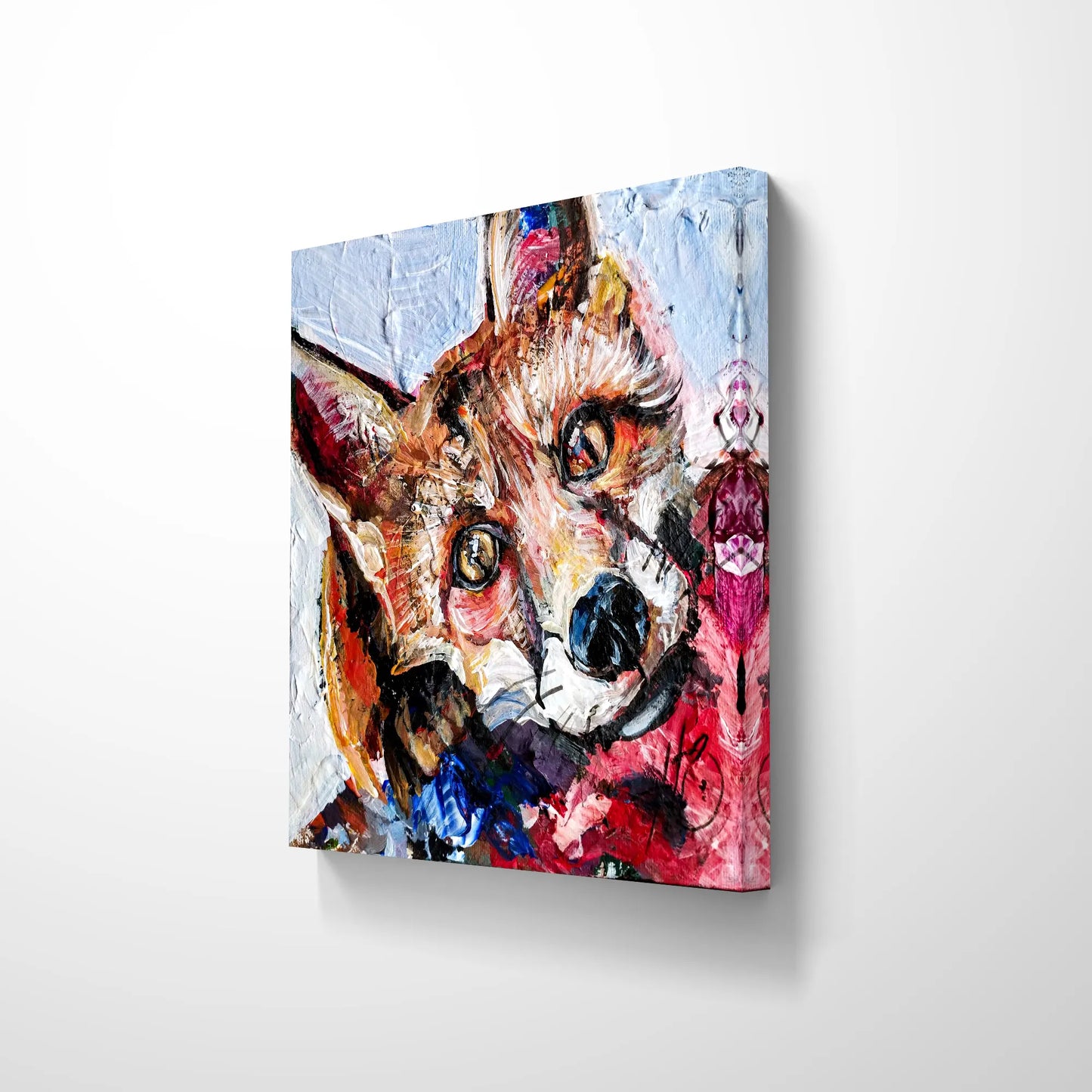 H1Z ART Acrylbild Gemälde Der Fuchs im Schatten – handgemaltes Original Acrylbild (20 x 20 cm)