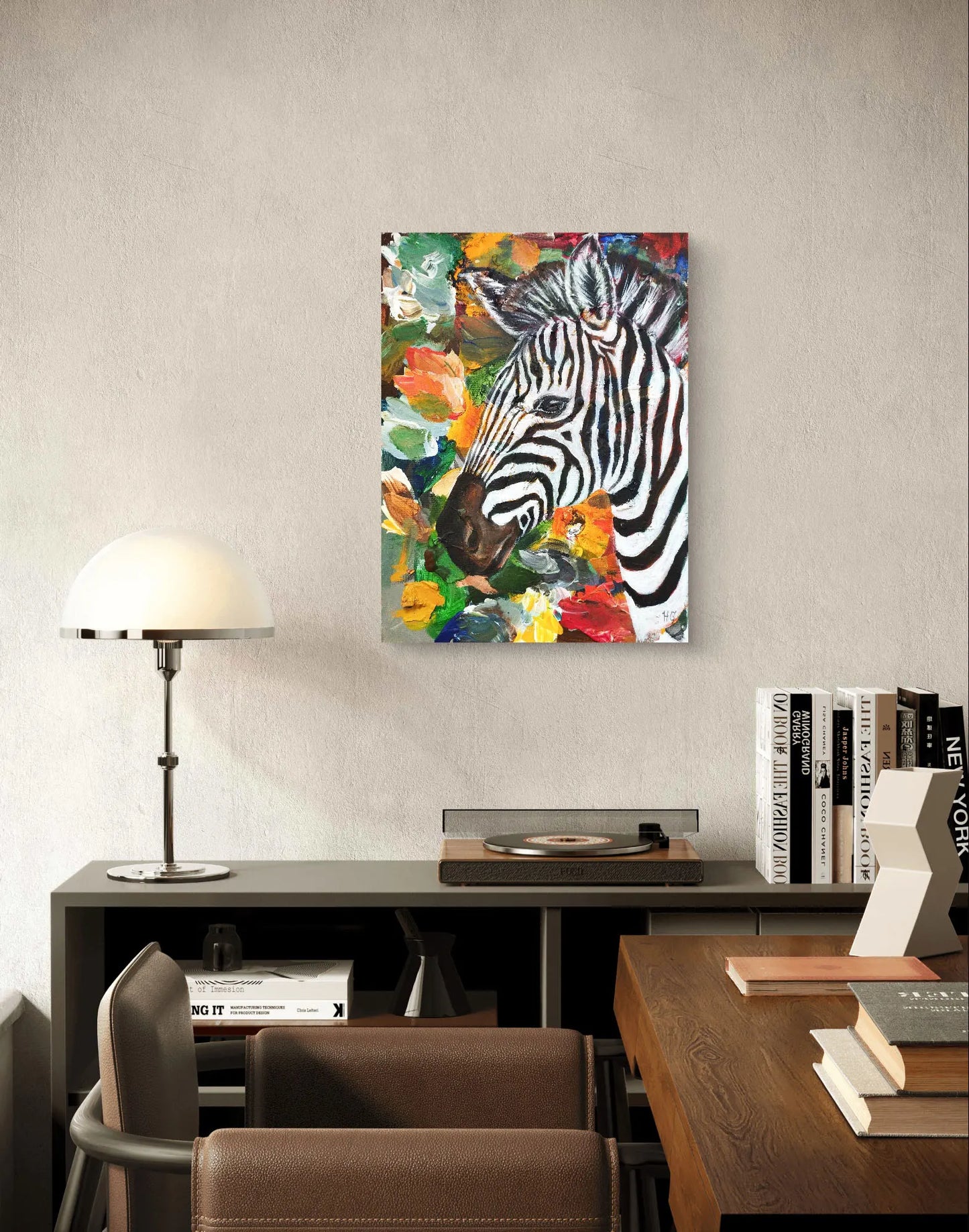 Gemälde Zebra auf der Savanne – handgemaltes Original Acrylbild (30 x 40 cm)