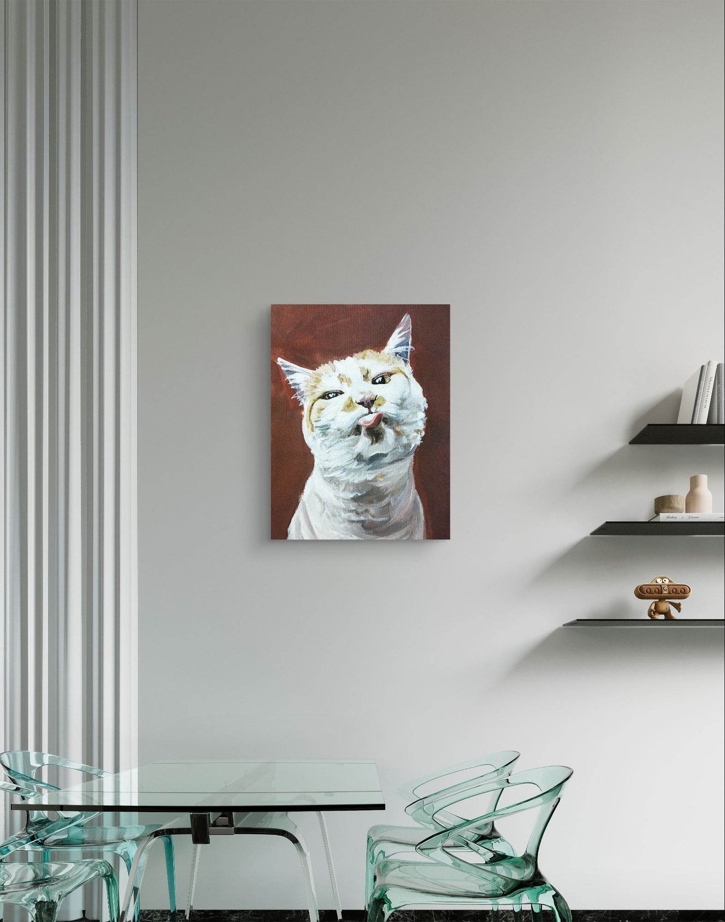 H1Z ART Acrylbild Gemälde freche Katze – handgemaltes Original Acrylbild (30 x 40 cm)
