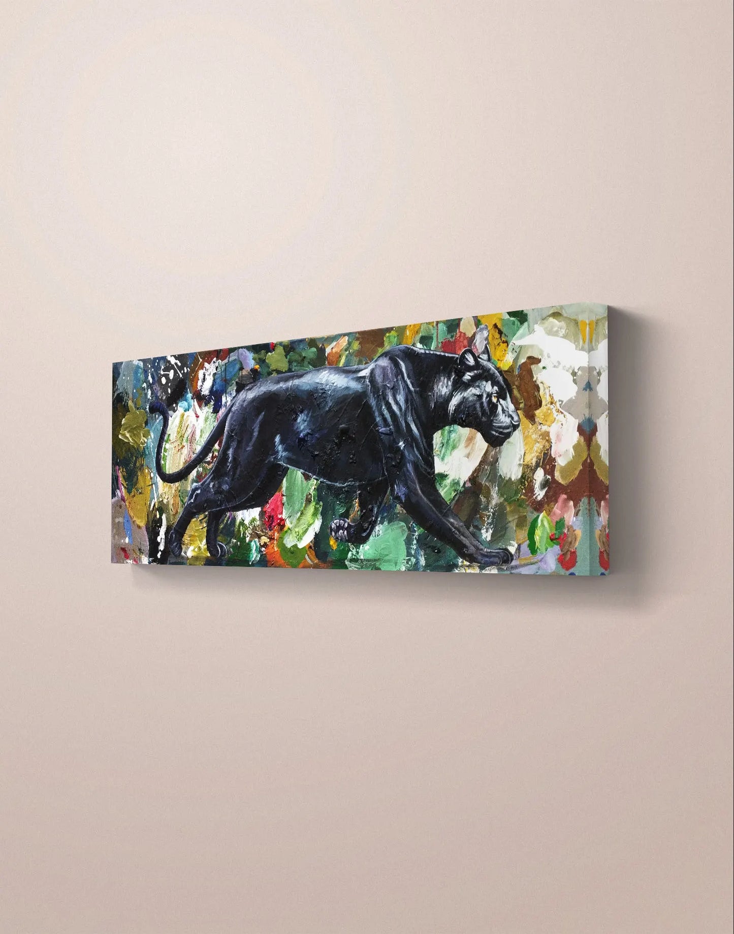 Gemälde Panther – handgemaltes Original Acrylbild (120 x 40 cm)