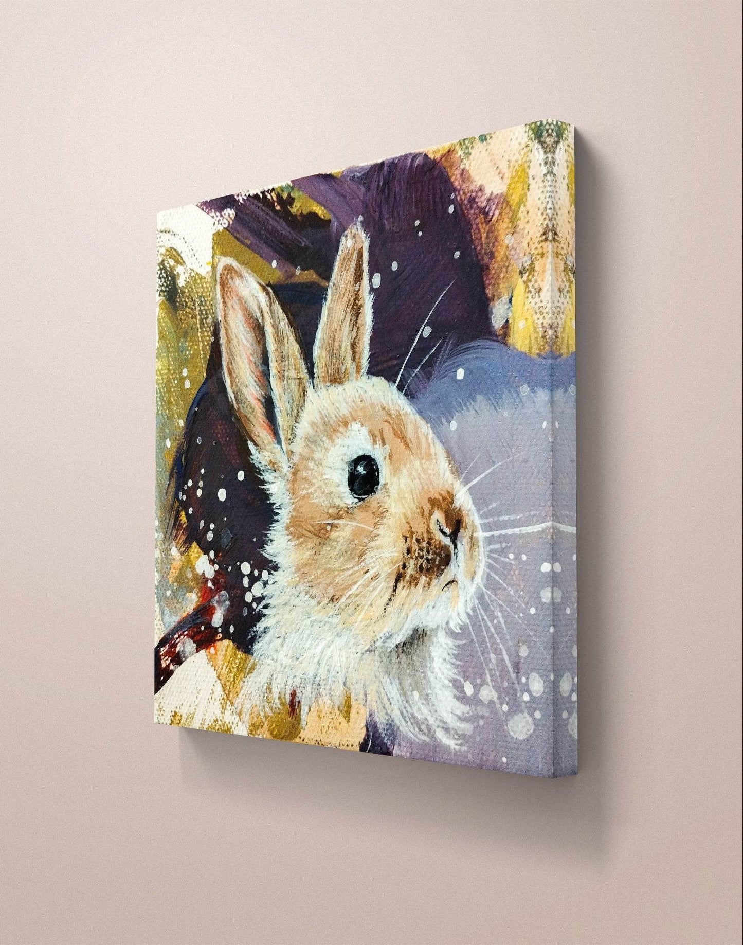 H1Z ART Acrylbild Gemälde Stolzes Kaninchen – handgemaltes Original Acrylbild (10 x 10 cm)