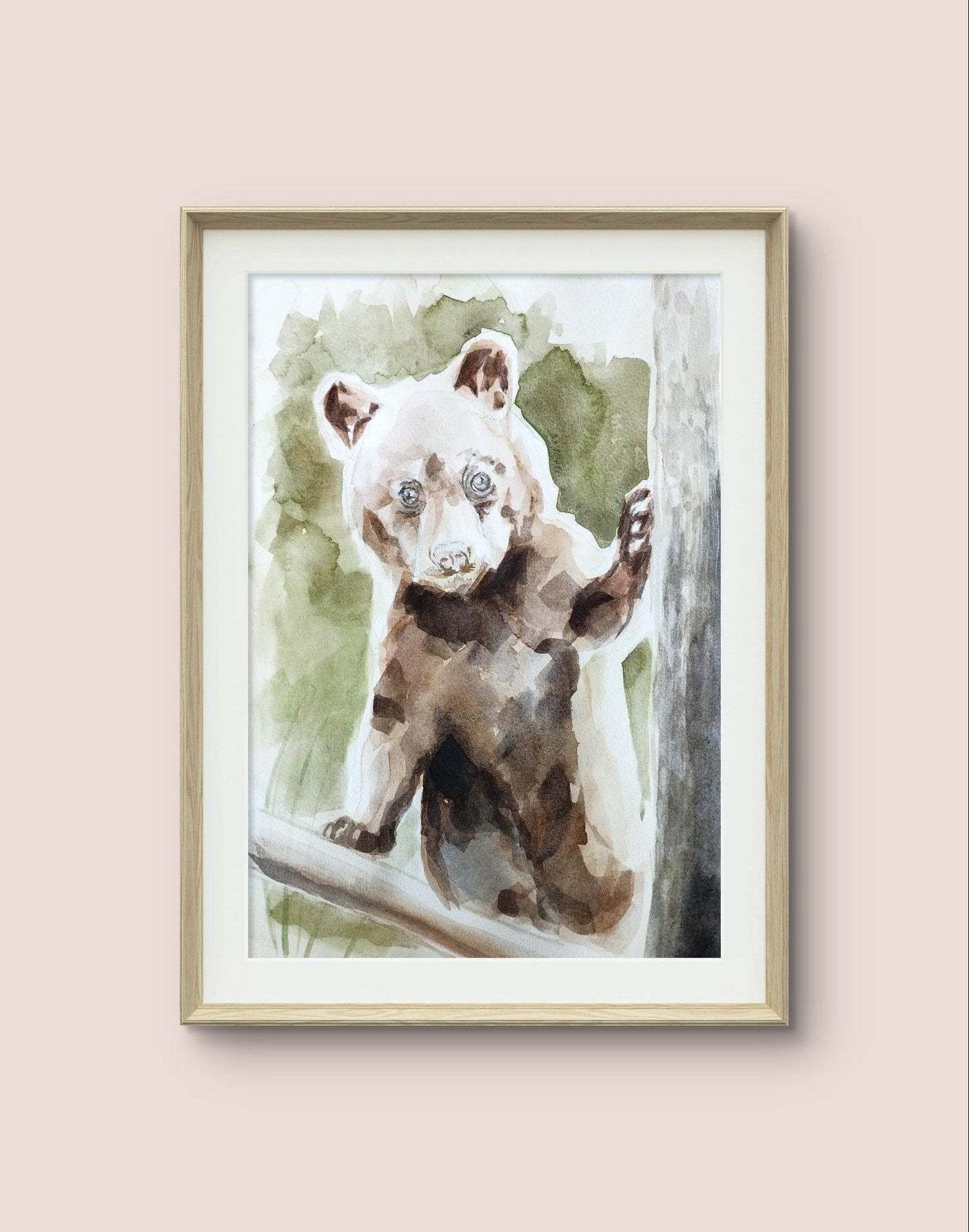 H1Z ART Acrylbild Aquarellbild "Der kleine Bär" (30 × 40 cm)