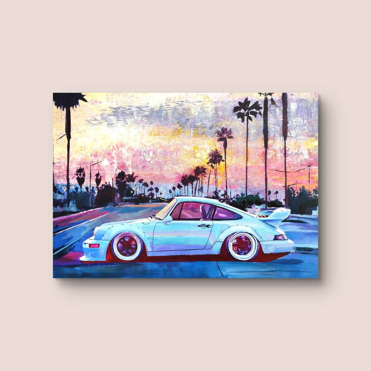 H1Z ART Acrylbild Gemälde Porsche – handgemaltes Original Acrylbild (100 x 70 cm)