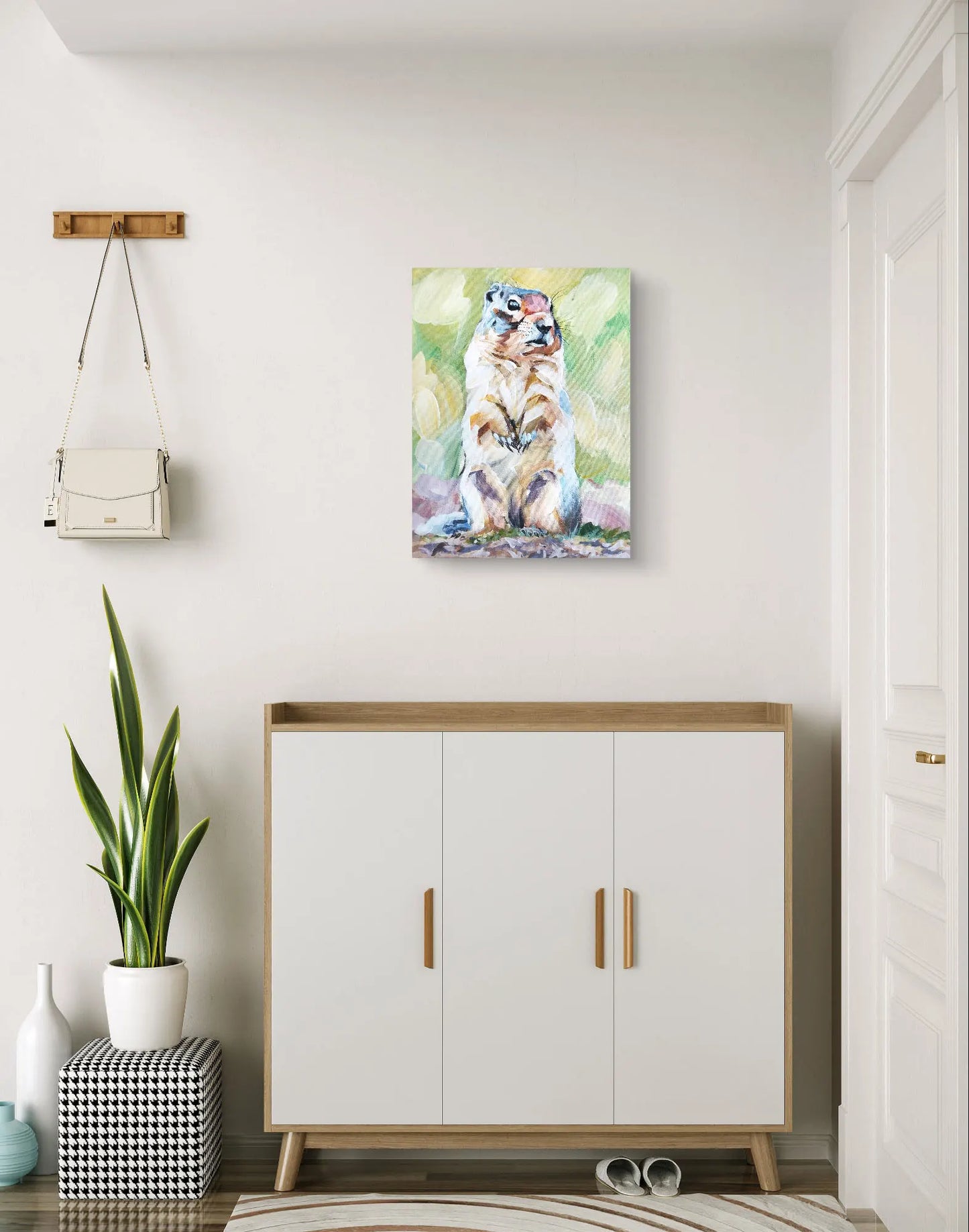Woodchuck painting – hand-painted original acrylic painting (30 x 40 cm)