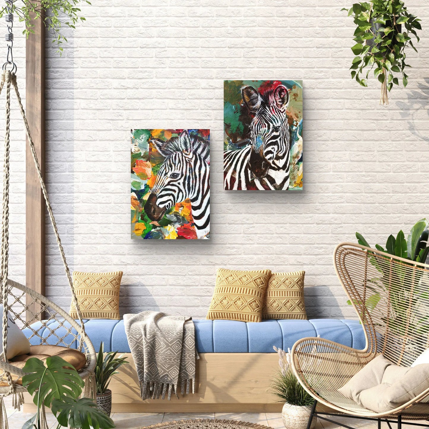 Gemälde Zebra auf der Savanne – handgemaltes Original Acrylbild (30 x 40 cm)
