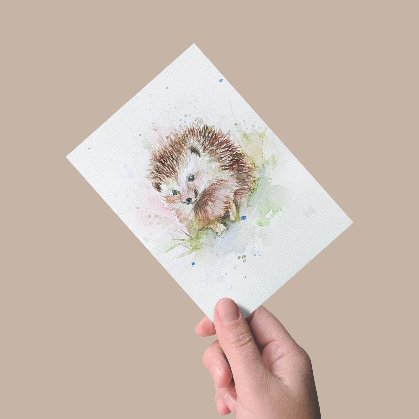 H1Z ART Grußkarte Postkarte „Igel“ – Handgemalt
