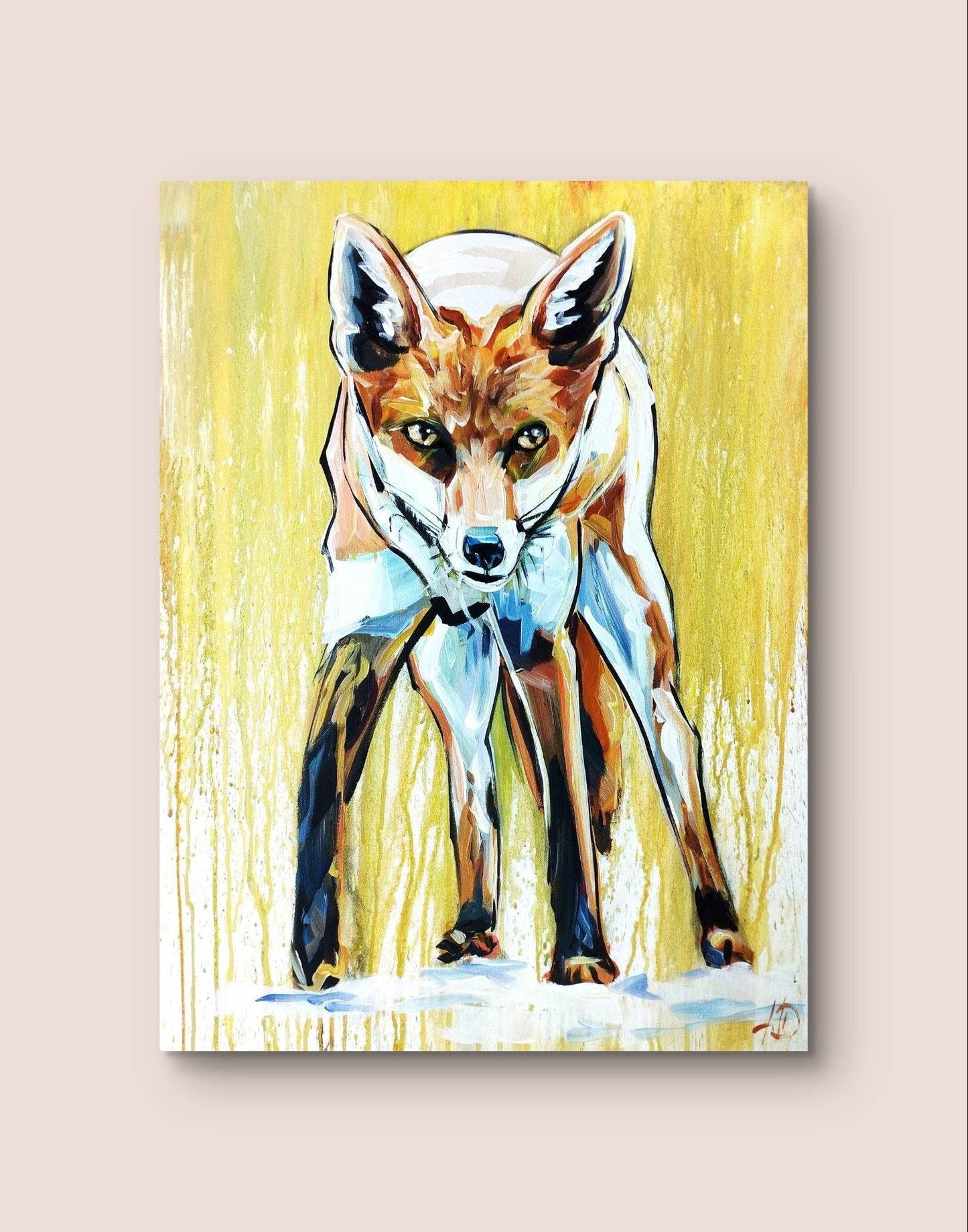 H1Z ART Acrylbild Gemälde Wüstenfuchs – handgemaltes Original Acrylbild (60 x 80 cm)