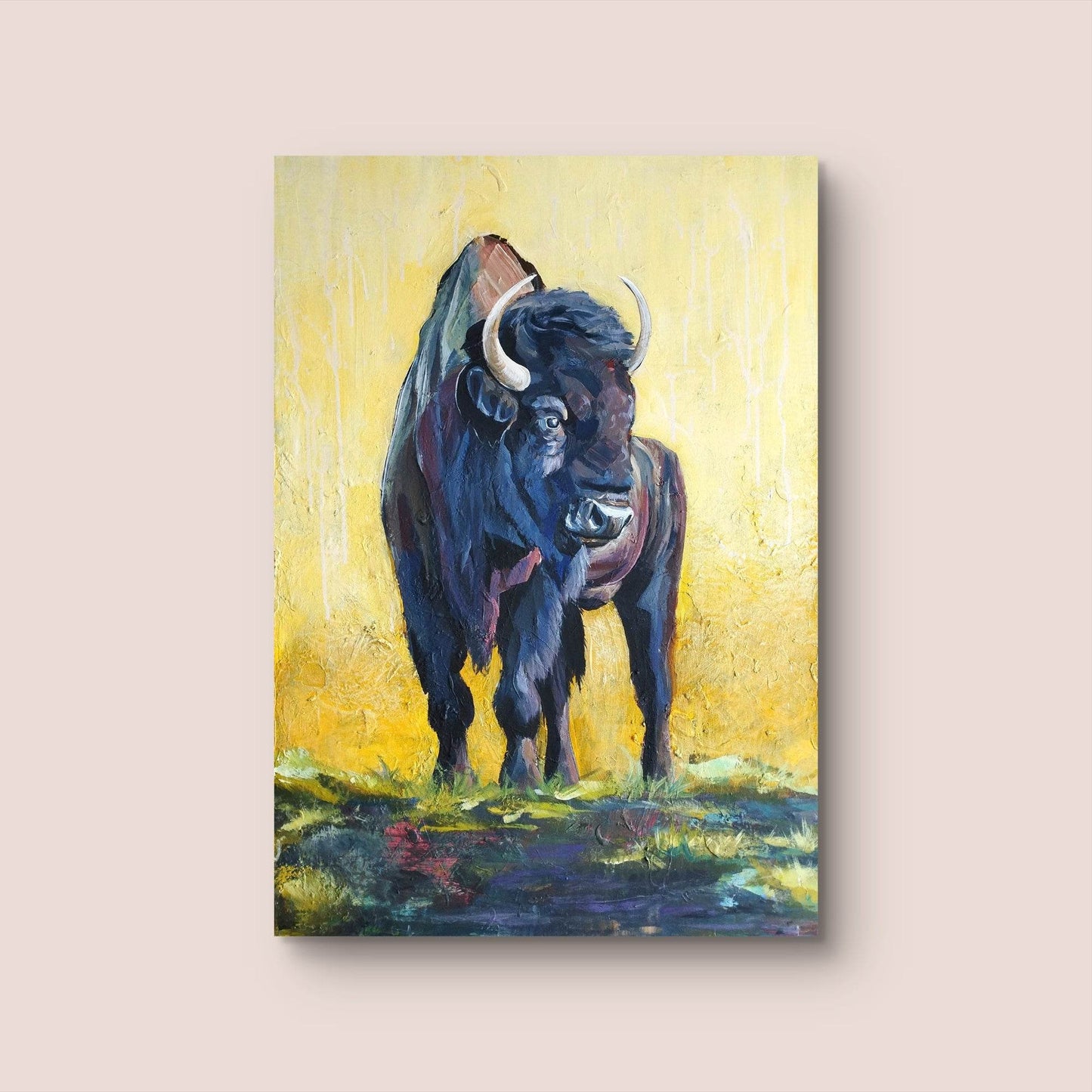 H1Z ART Acrylbild Gemälde Bison – handgemaltes Original Acrylbild (100 x 70 cm)