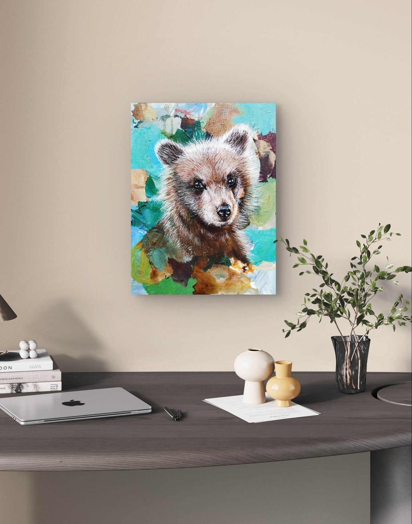 Gemälde kleiner Bär – handgemaltes Original Acrylbild (30 x 40 cm)