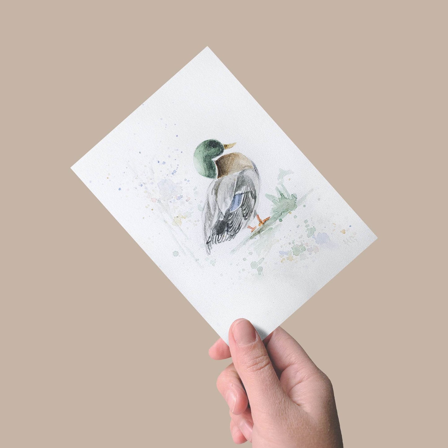 H1Z ART Grußkarte Postkarte „Ente“ – Handgemalt