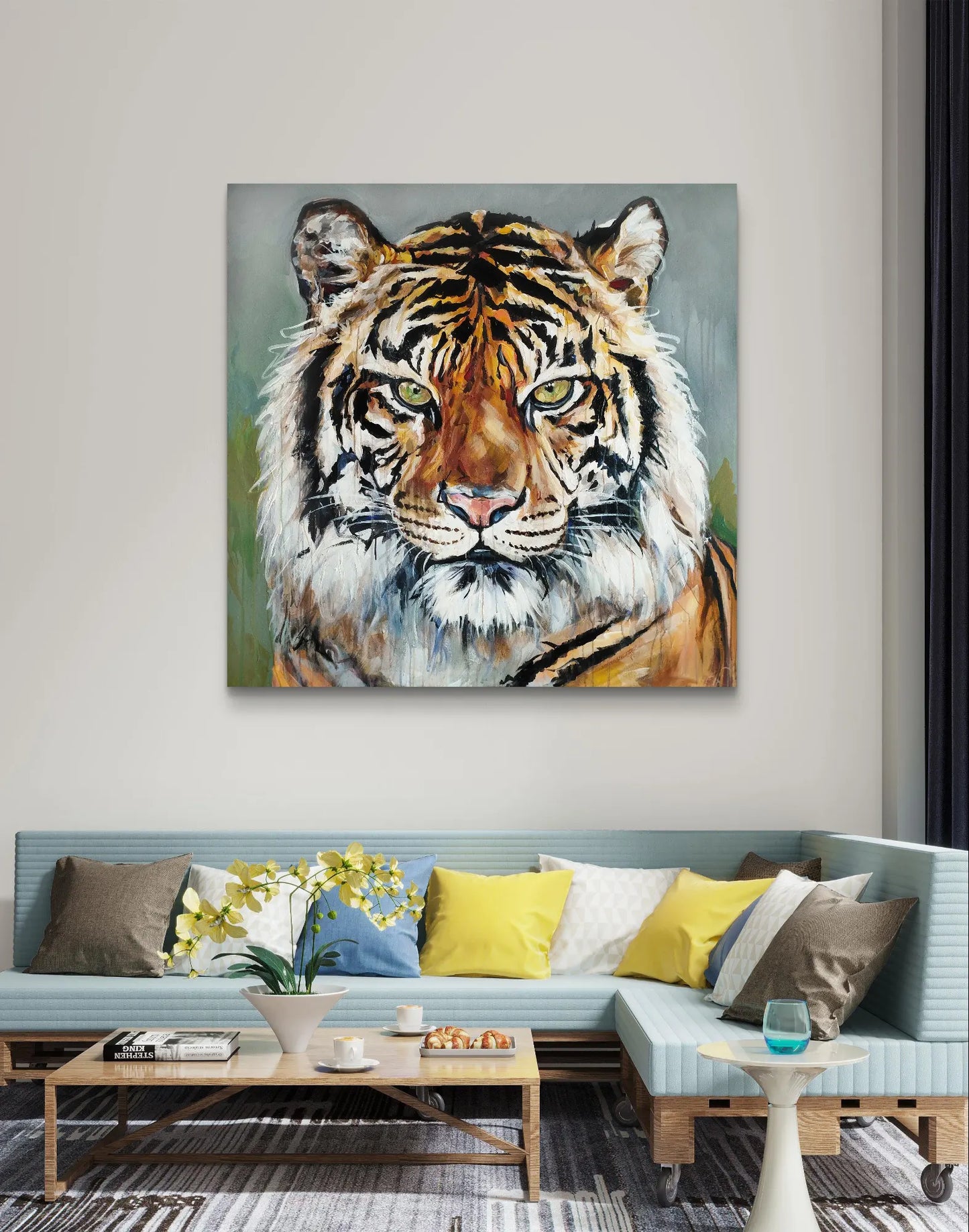 Gemälde Tiger – handgemaltes Original Acrylbild (120 x 120 cm)