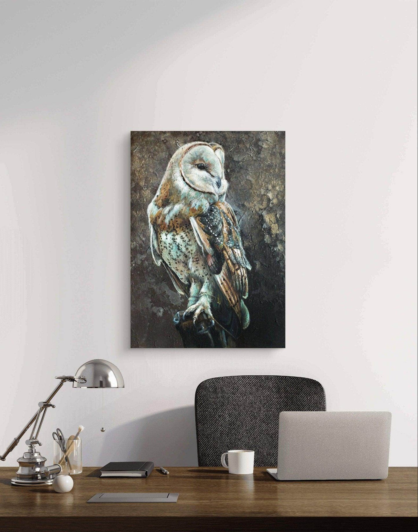 Heinz Acrylbild Gemälde Eule – handgemaltes Original Acrylbild (50 x 70 cm)