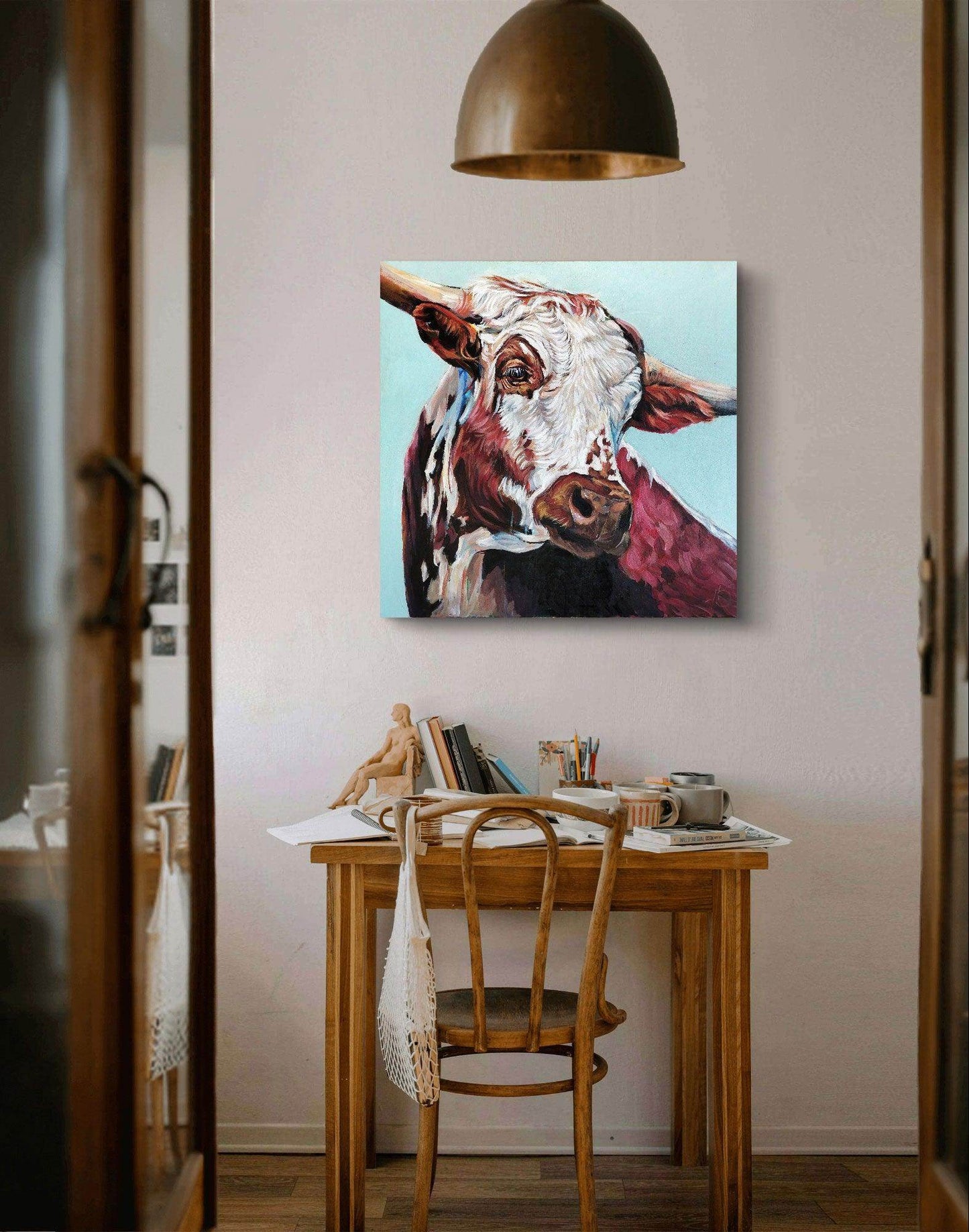 H1Z ART Acrylbild Gemälde Kuh II – handgemaltes Original Acrylbild (60 x 60 cm)
