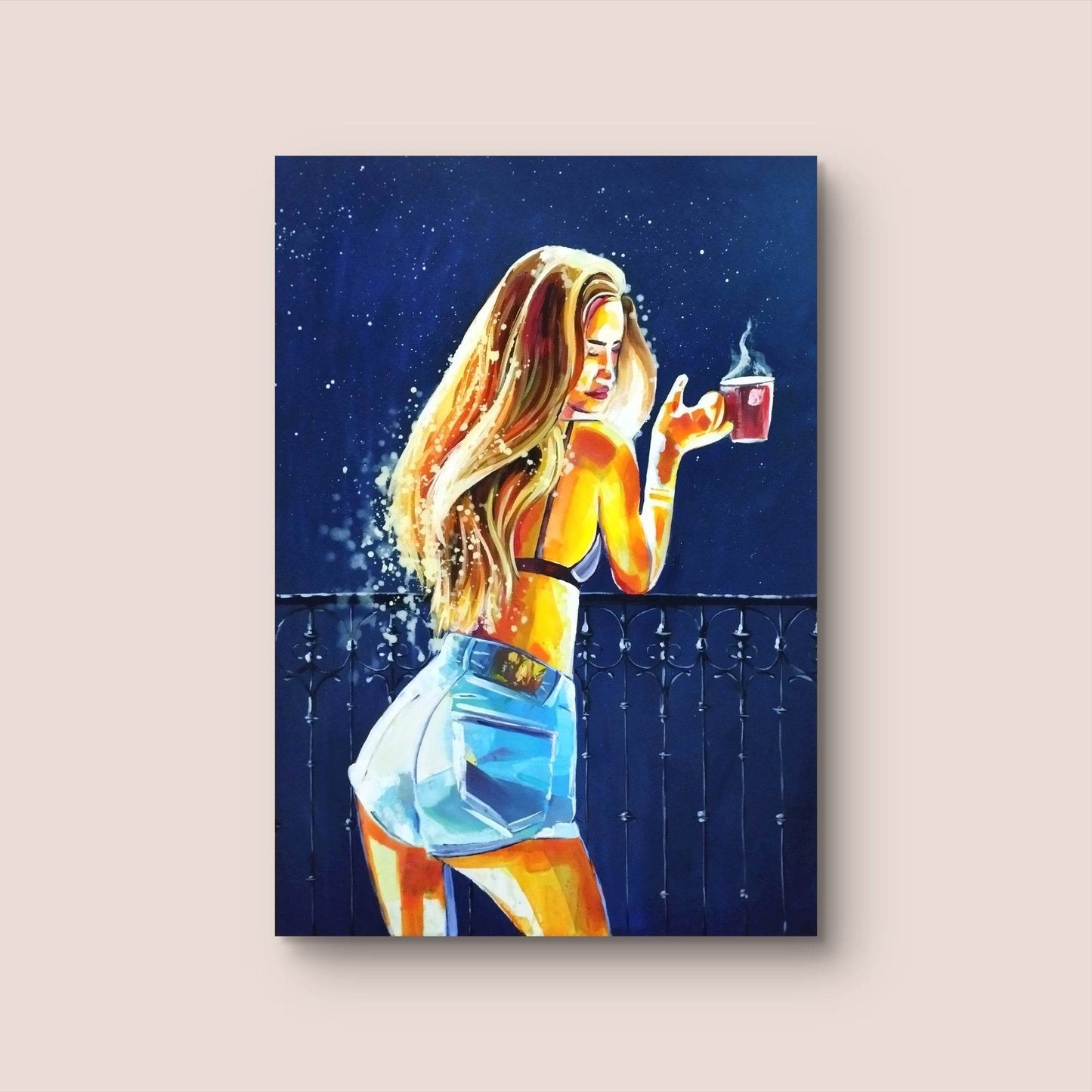 H1Z ART Acrylbild Gemälde schöne Figur – handgemaltes Original Acrylbild (100 x 70 cm)