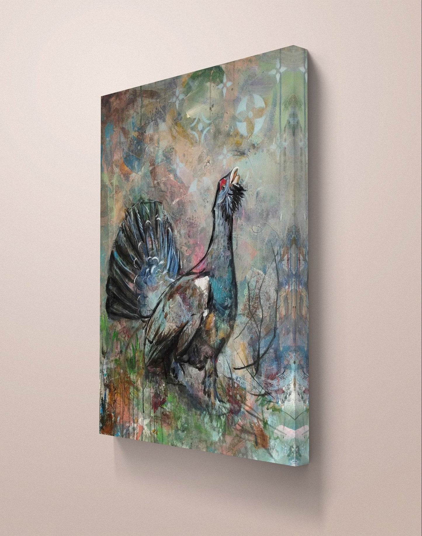 H1Z ART Acrylbild Gemälde Auerhuhn – handgemaltes Original Acrylbild (80 x 60 cm)