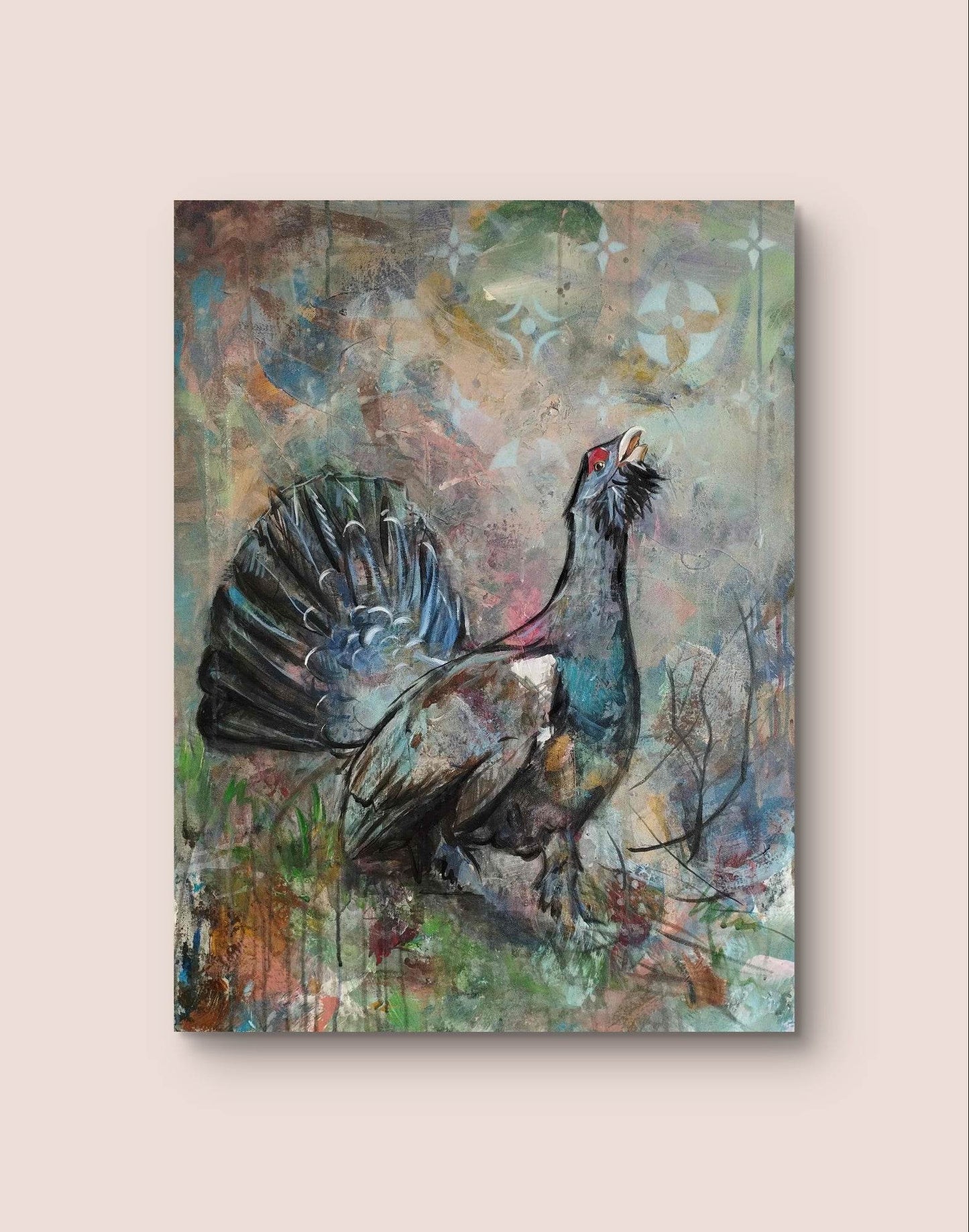 H1Z ART Acrylbild Gemälde Auerhuhn – handgemaltes Original Acrylbild (80 x 60 cm)