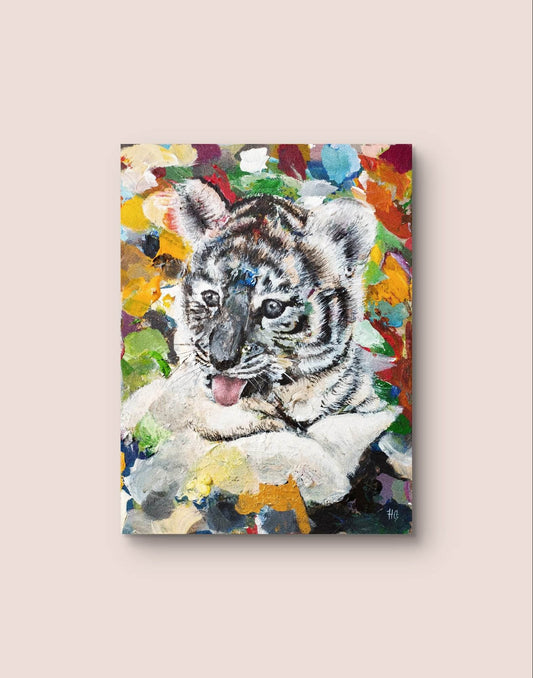 H1Z ART Acrylbild Gemälde Tiger junges – handgemaltes Original Acrylbild (30 x 40 cm)