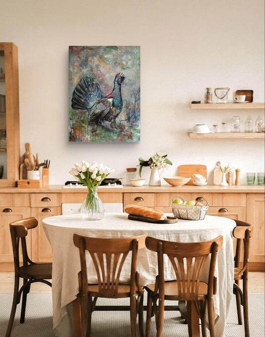 H1Z ART Acrylbild Gemälde Auerhuhn – handgemaltes Original Acrylbild (80 x 60 cm)