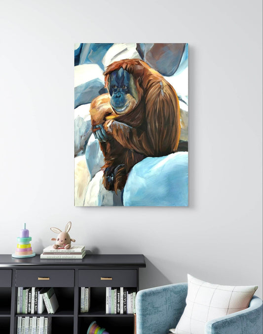 Expressiv-realistisches Gemälde Utan – handgemaltes Original Acrylbild (100 x 70 cm) auf Leinwand von H1Z ART in lebendiger Atmosphäre