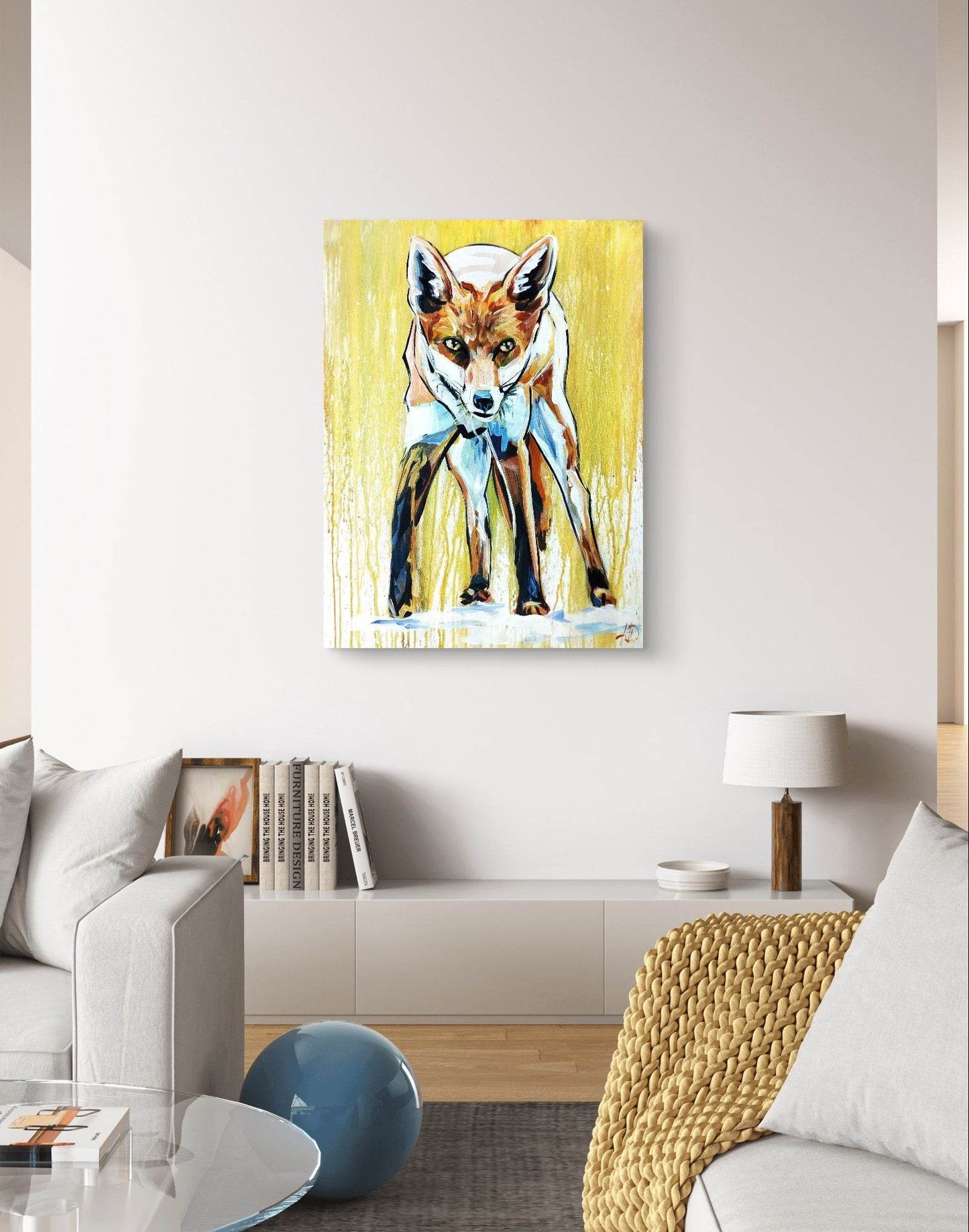 H1Z ART Acrylbild Gemälde Wüstenfuchs – handgemaltes Original Acrylbild (60 x 80 cm)