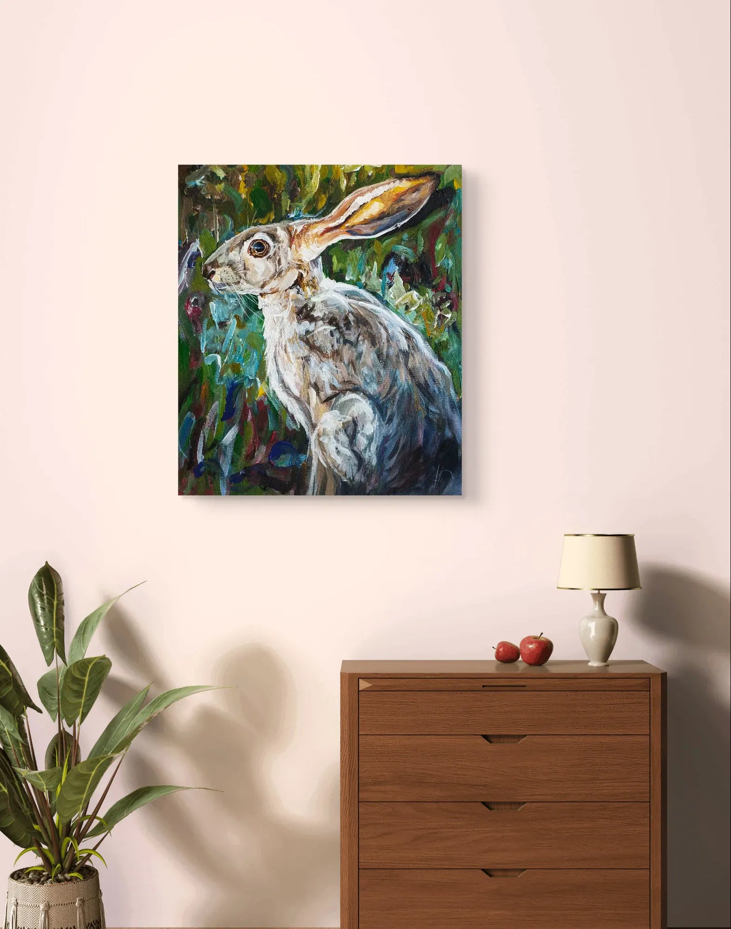 Gemälde Waldhase – handgemaltes Original Acrylbild (43 x 50 cm)