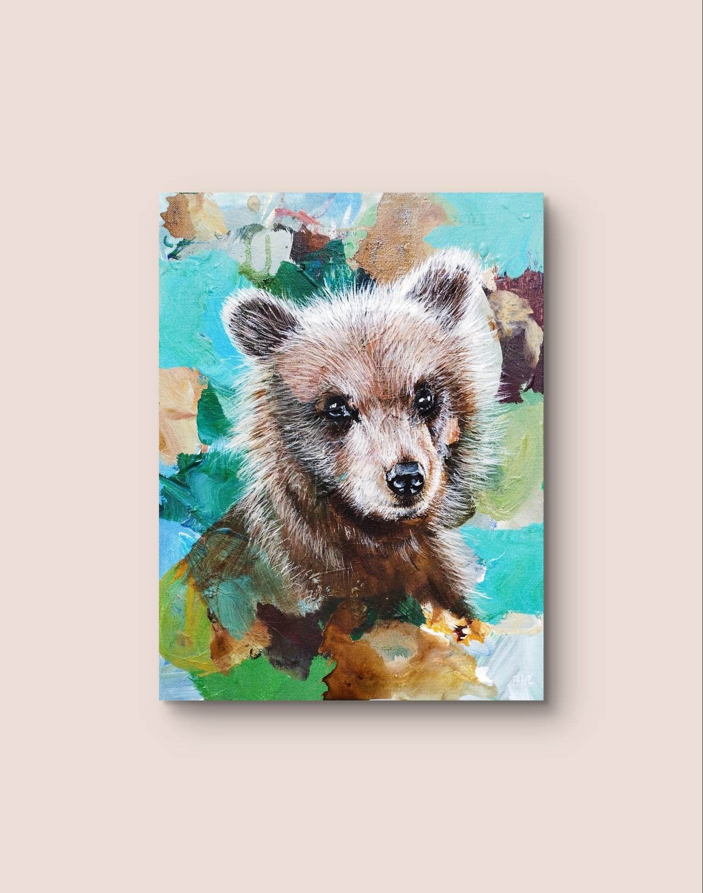 Gemälde kleiner Bär – handgemaltes Original Acrylbild (30 x 40 cm)