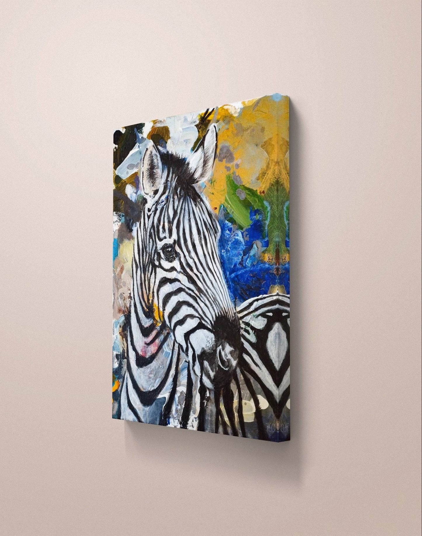 H1Z ART Acrylbild Gemälde Stolzes Zebra – handgemaltes Original Acrylbild (30 x 40 cm)