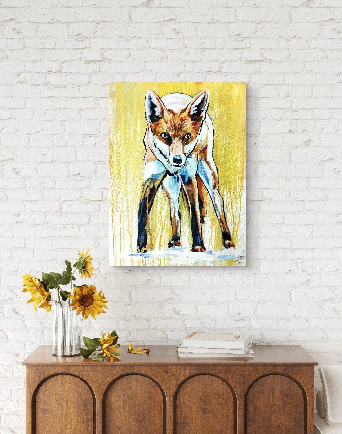 H1Z ART Acrylbild Gemälde Wüstenfuchs – handgemaltes Original Acrylbild (60 x 80 cm)
