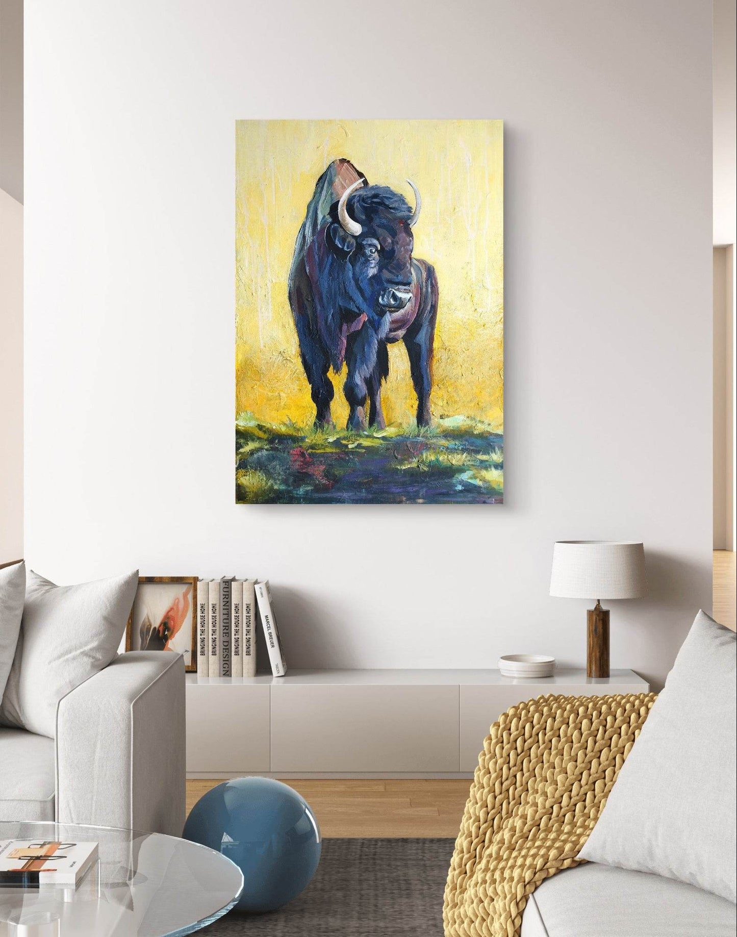 H1Z ART Acrylbild Gemälde Bison – handgemaltes Original Acrylbild (100 x 70 cm)