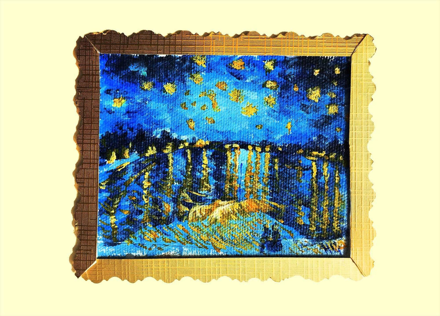 Heinz Acrylbild Grußkarte "Sternennacht über der Rhône" – Vincent van Gogh