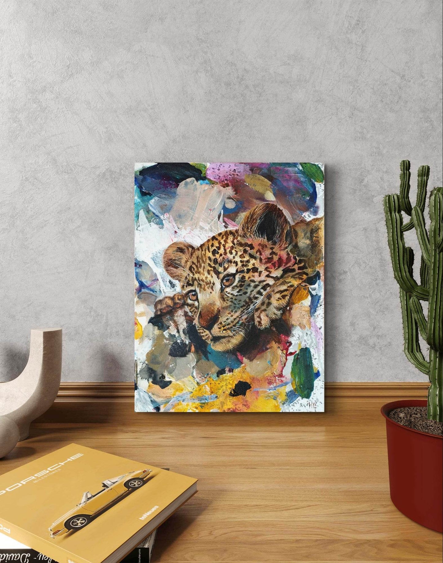 H1Z ART Acrylbild Gemälde Leopard – handgemaltes Original Acrylbild (30 x 40 cm)