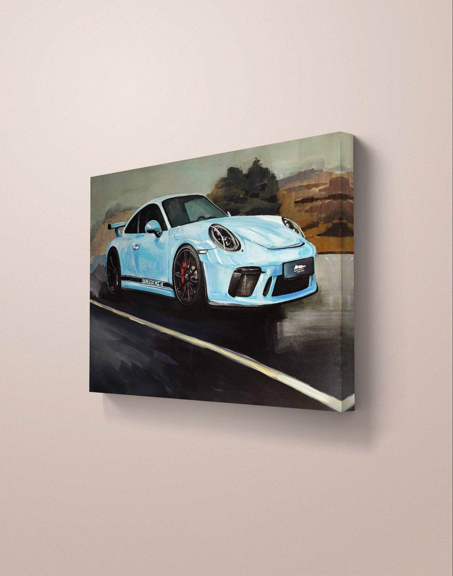 H1Z ART Acrylbild Gemälde Porsche – GT3 – handgemaltes Original Acrylbild (120 x 80 cm)