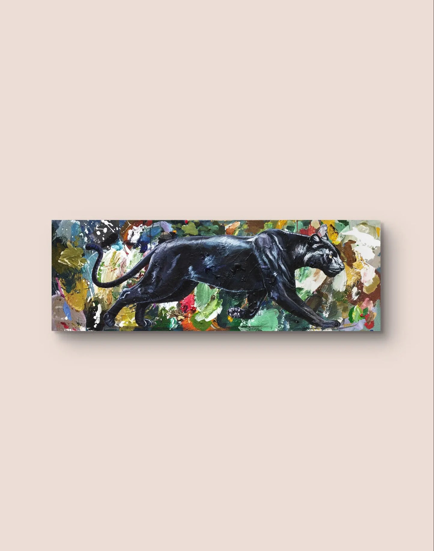 Gemälde Panther – handgemaltes Original Acrylbild (120 x 40 cm)