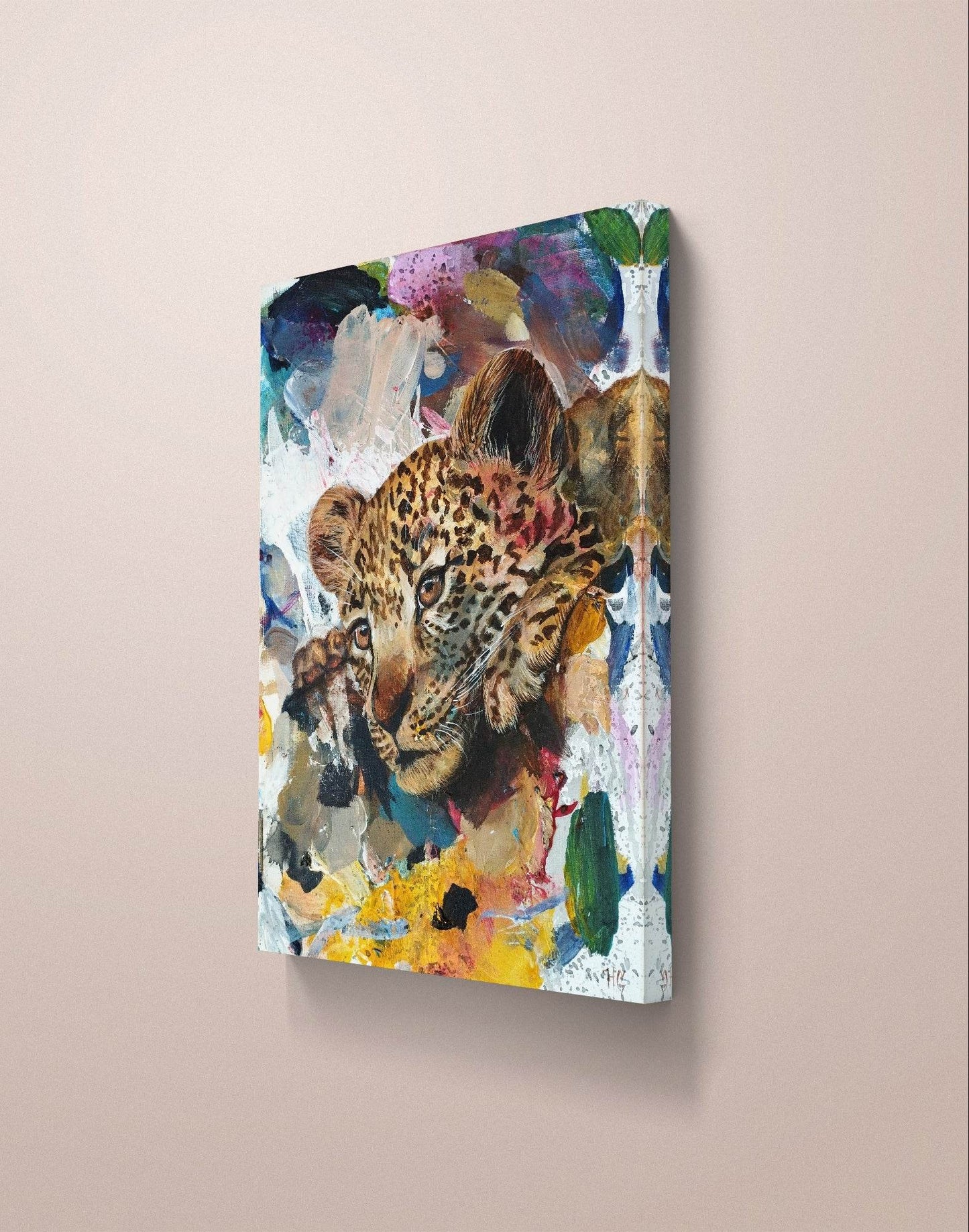 H1Z ART Acrylbild Gemälde Leopard – handgemaltes Original Acrylbild (30 x 40 cm)