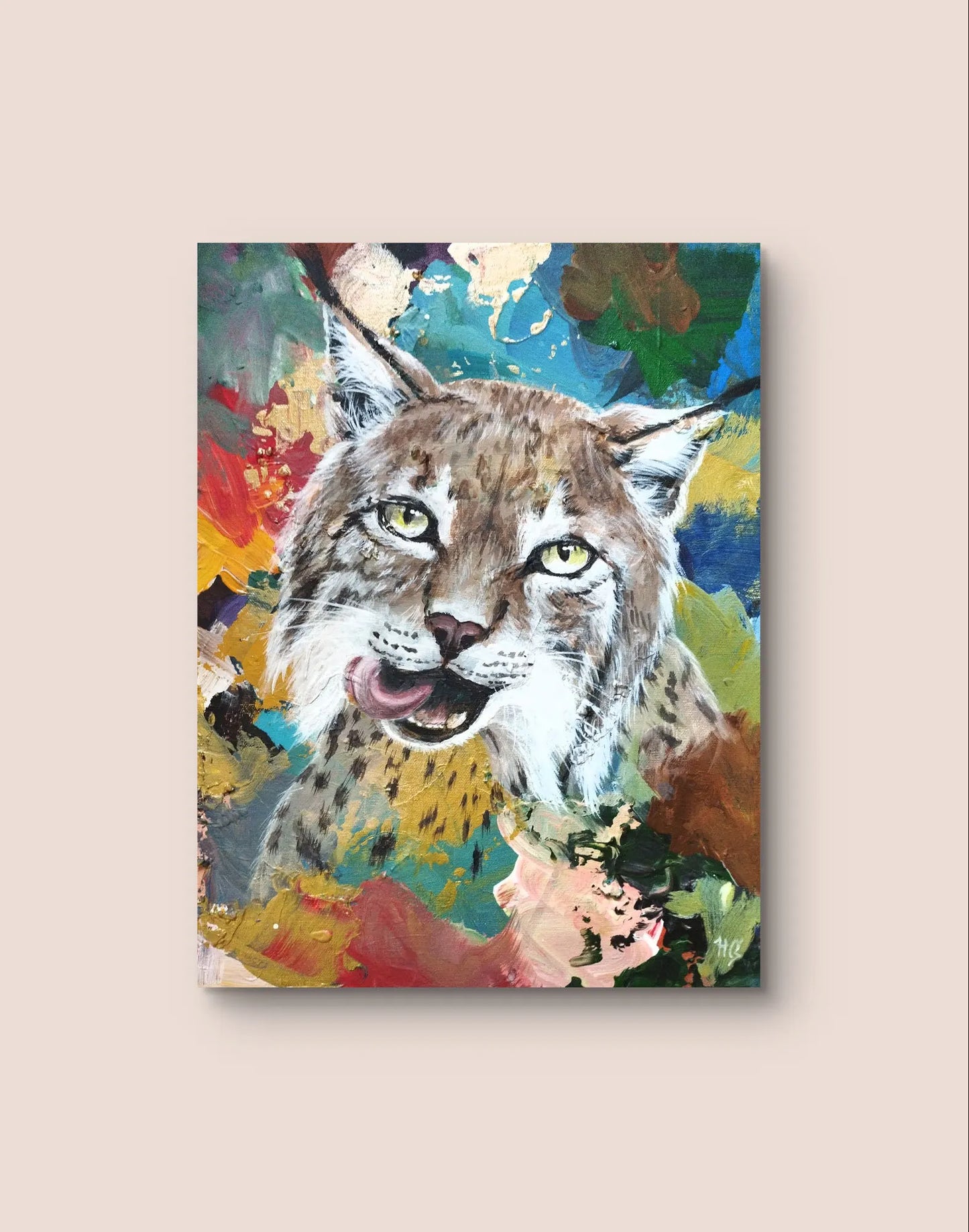 Gemälde Luchs – handgemaltes Original Acrylbild (30 x 40 cm)