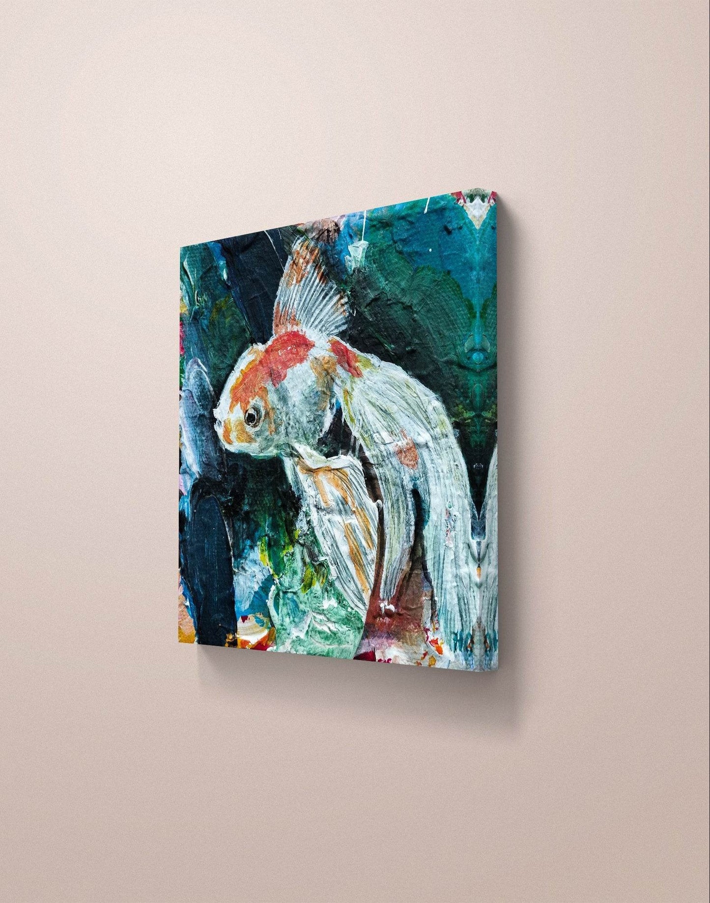 H1Z ART Acrylbild Gemälde Goldfisch II – handgemaltes Original Acrylbild (10 x 10 cm)
