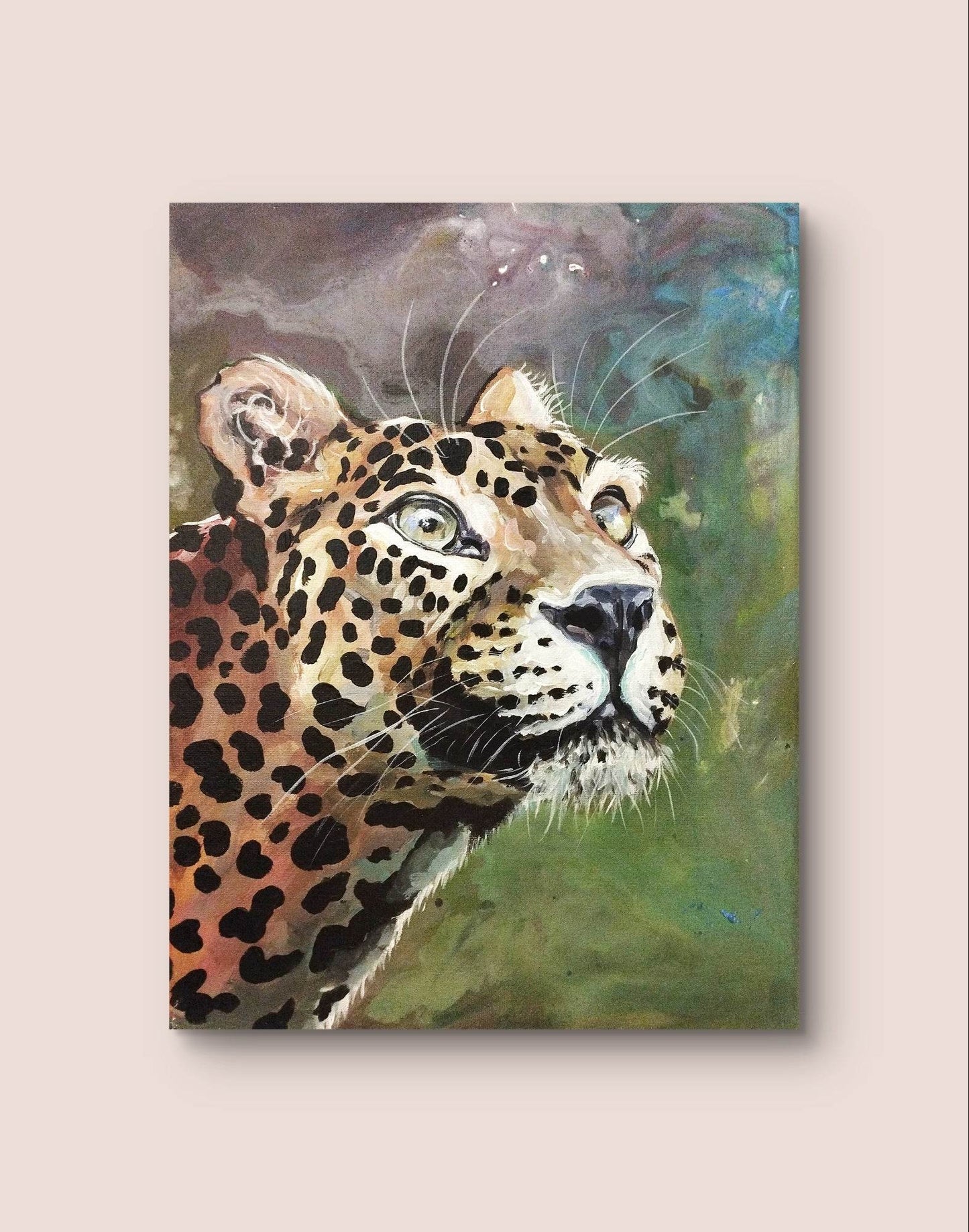 H1Z ART Acrylbild Gemälde Leopard – handgemaltes Original Acrylbild (30 x 40 cm)
