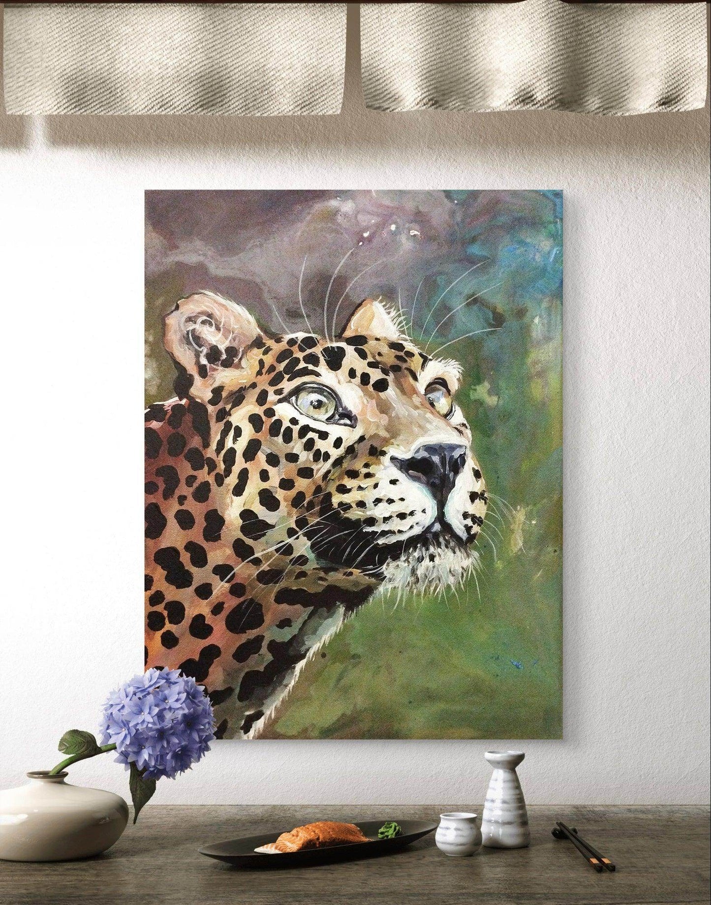 H1Z ART Acrylbild Gemälde Leopard – handgemaltes Original Acrylbild (30 x 40 cm)