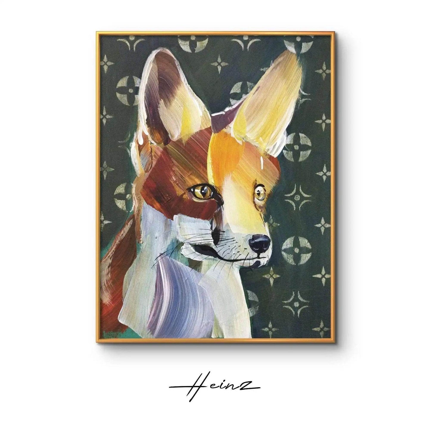 H1Z ART Acrylbild Gemälde Neugieriger Fuchs – handgemaltes Original Acrylbild (30 x 40 cm)