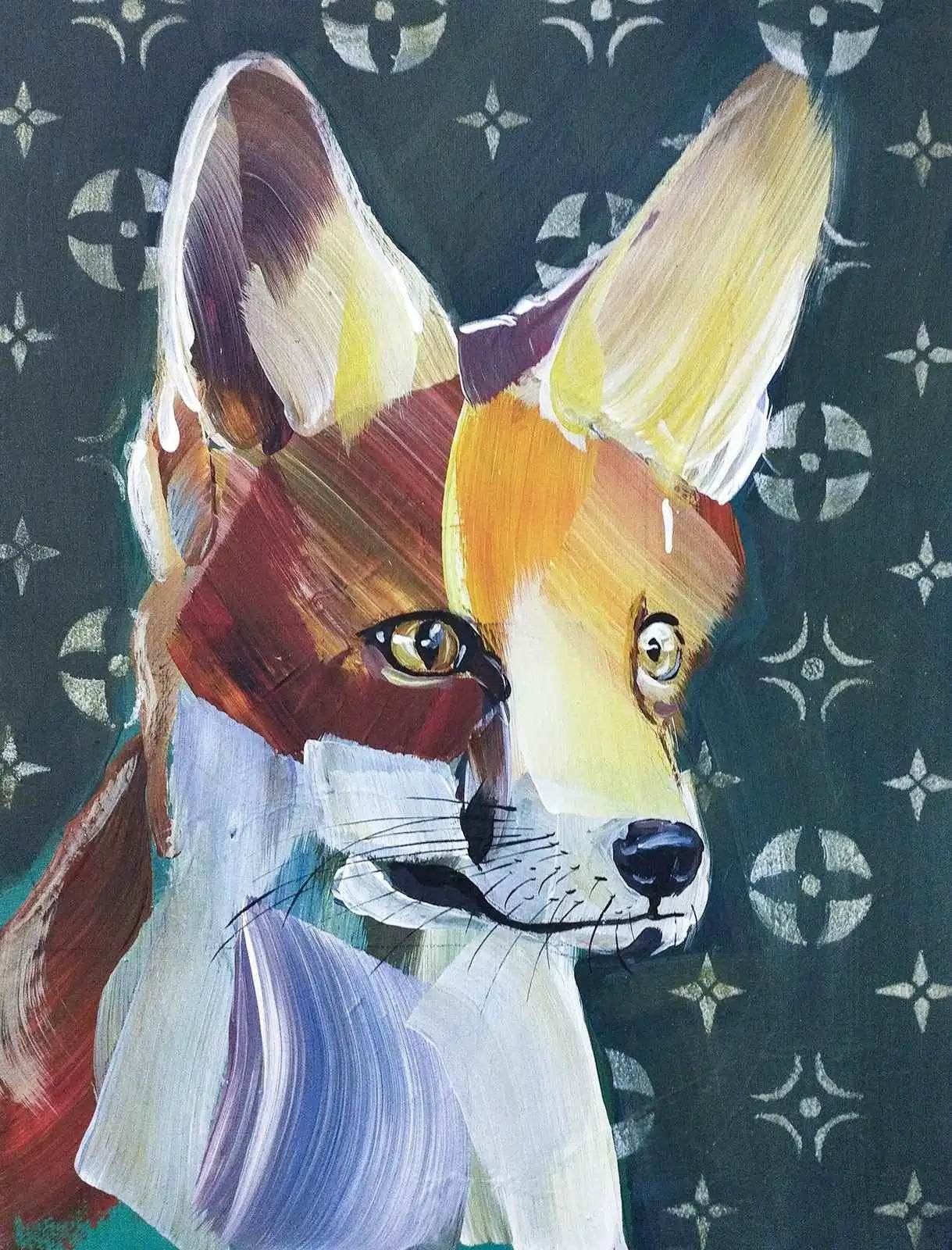 H1Z ART Acrylbild Gemälde Neugieriger Fuchs – handgemaltes Original Acrylbild (30 x 40 cm)