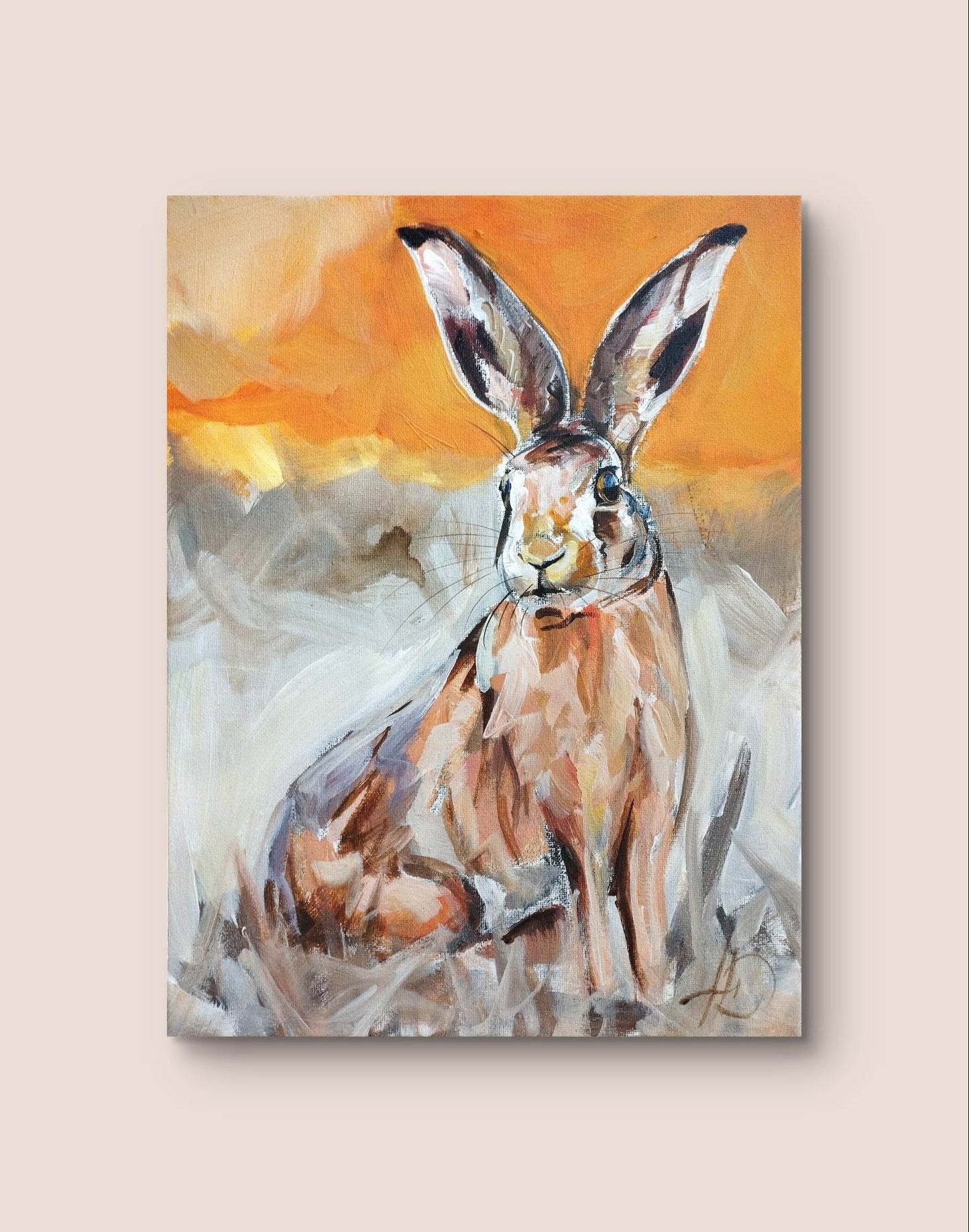 H1Z ART Acrylbild Gemälde Feldhase – handgemaltes Original Acrylbild (30 x 40 cm)