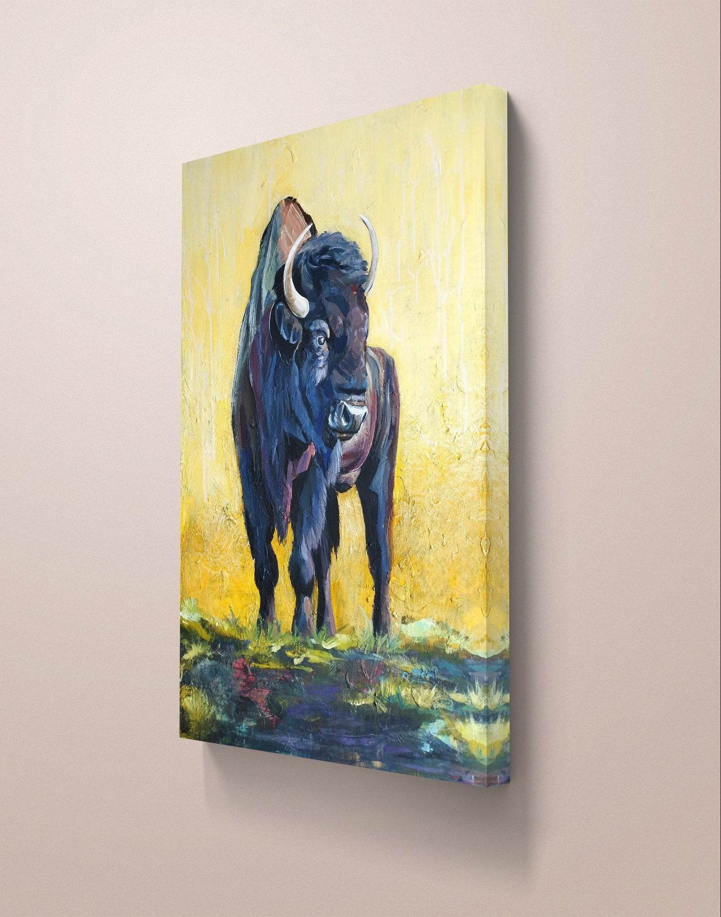 H1Z ART Acrylbild Gemälde Bison – handgemaltes Original Acrylbild (100 x 70 cm)