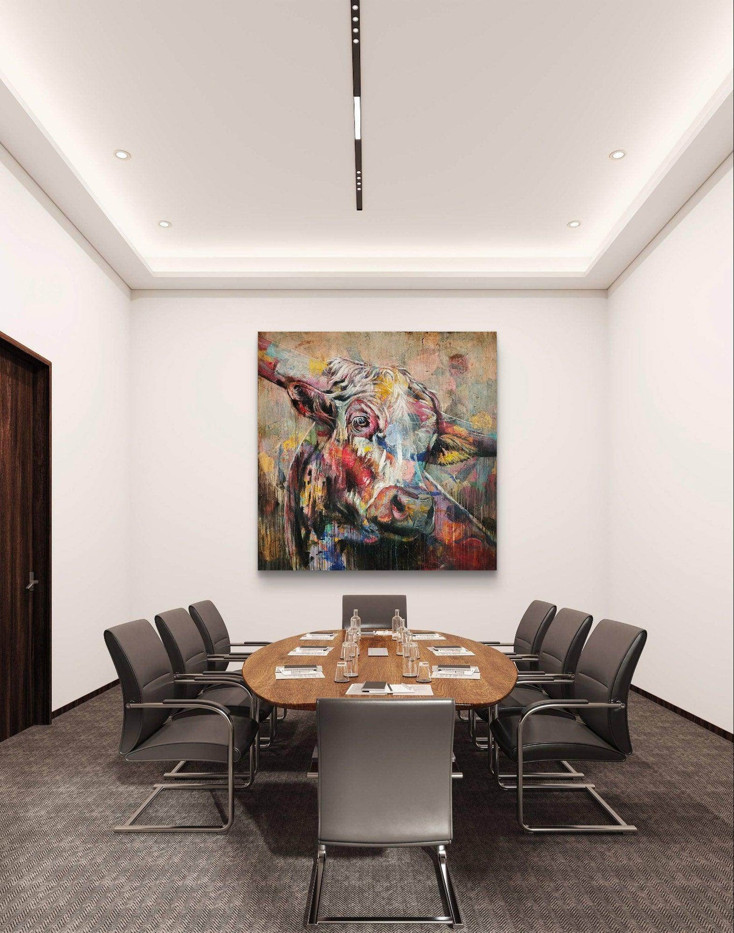 H1Z ART Acrylbild Gemälde Mozarts Kuh – handgemaltes Original Acrylbild (140 x 140 cm)