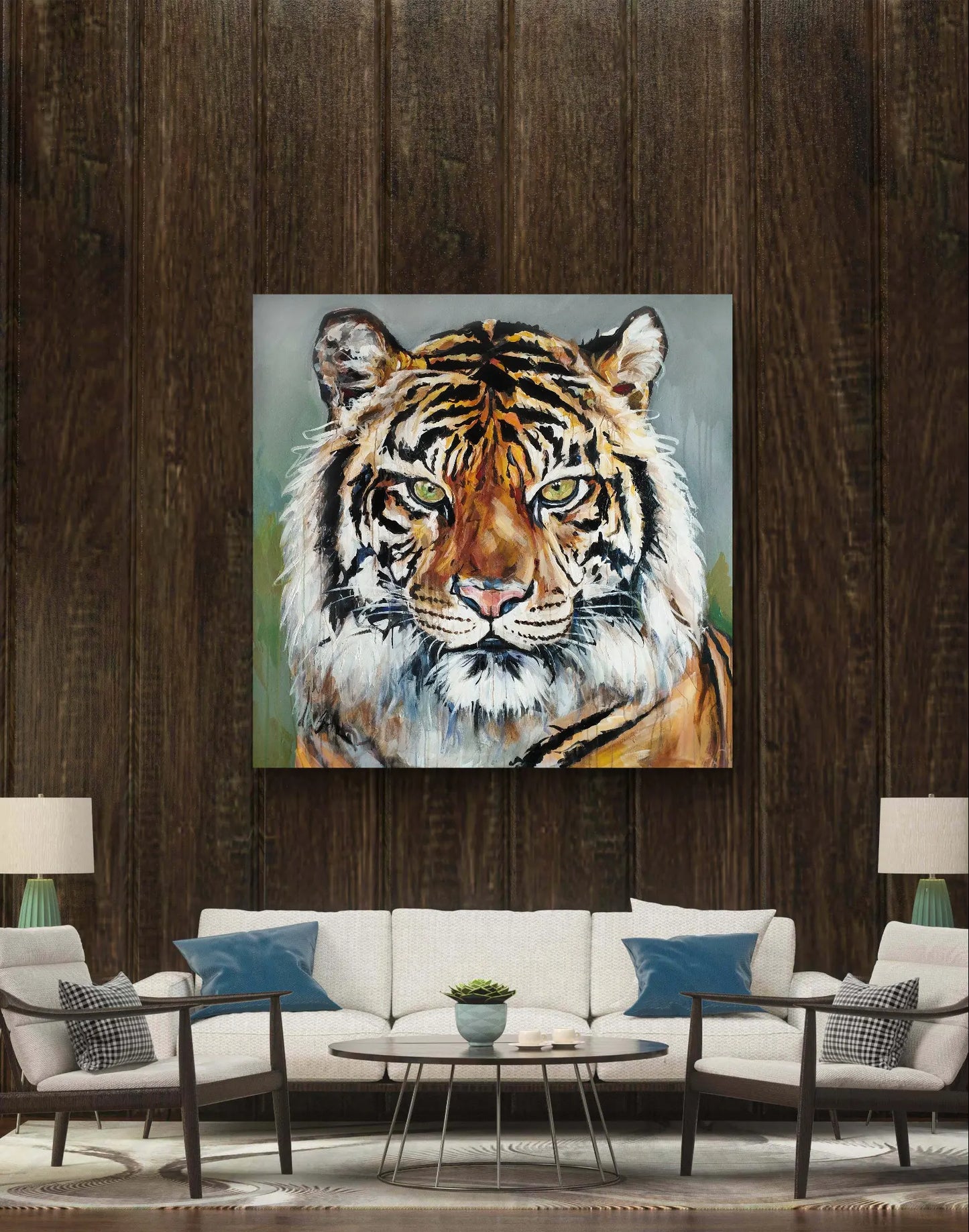 Gemälde Tiger – handgemaltes Original Acrylbild (120 x 120 cm)