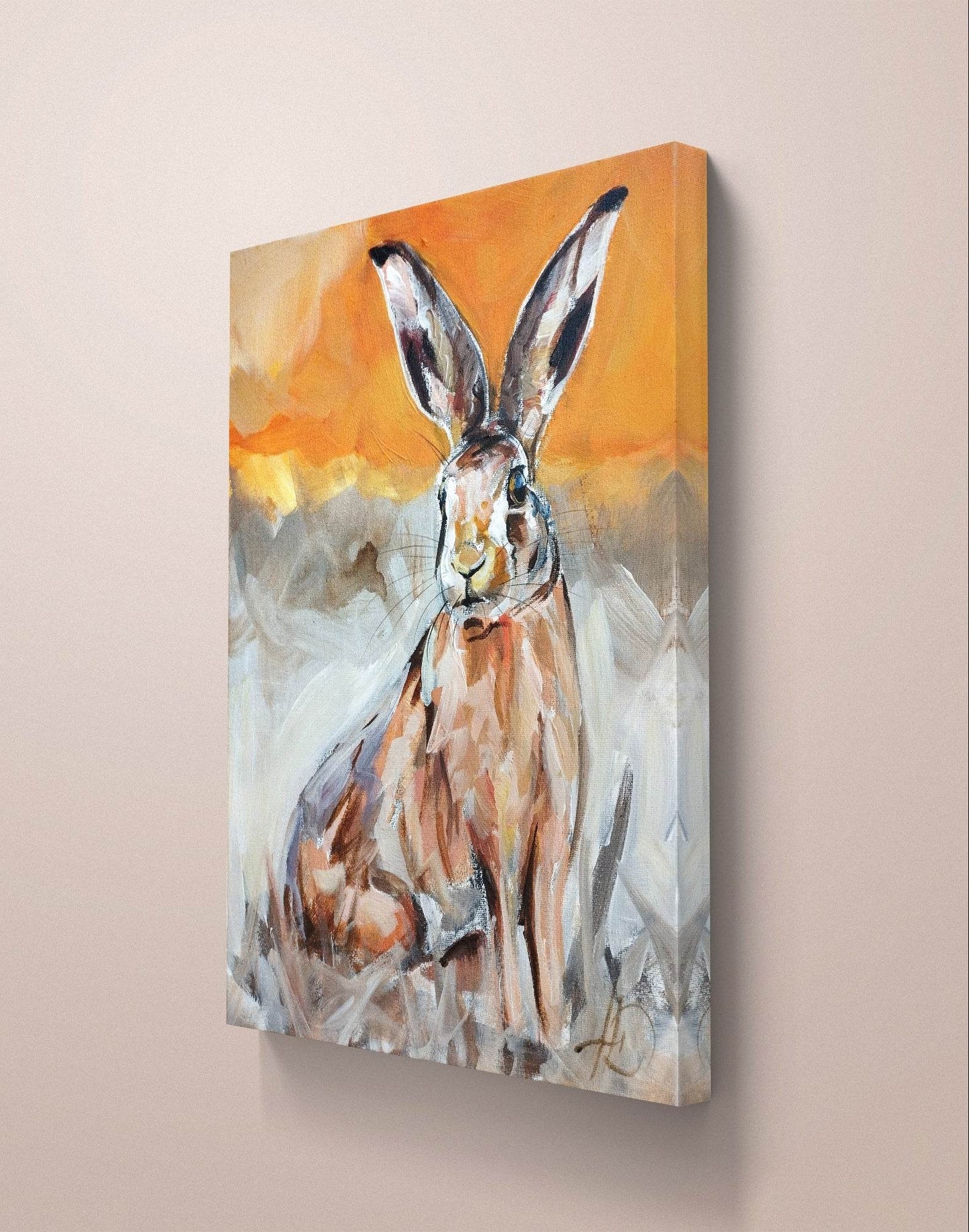H1Z ART Acrylbild Gemälde Feldhase – handgemaltes Original Acrylbild (30 x 40 cm)