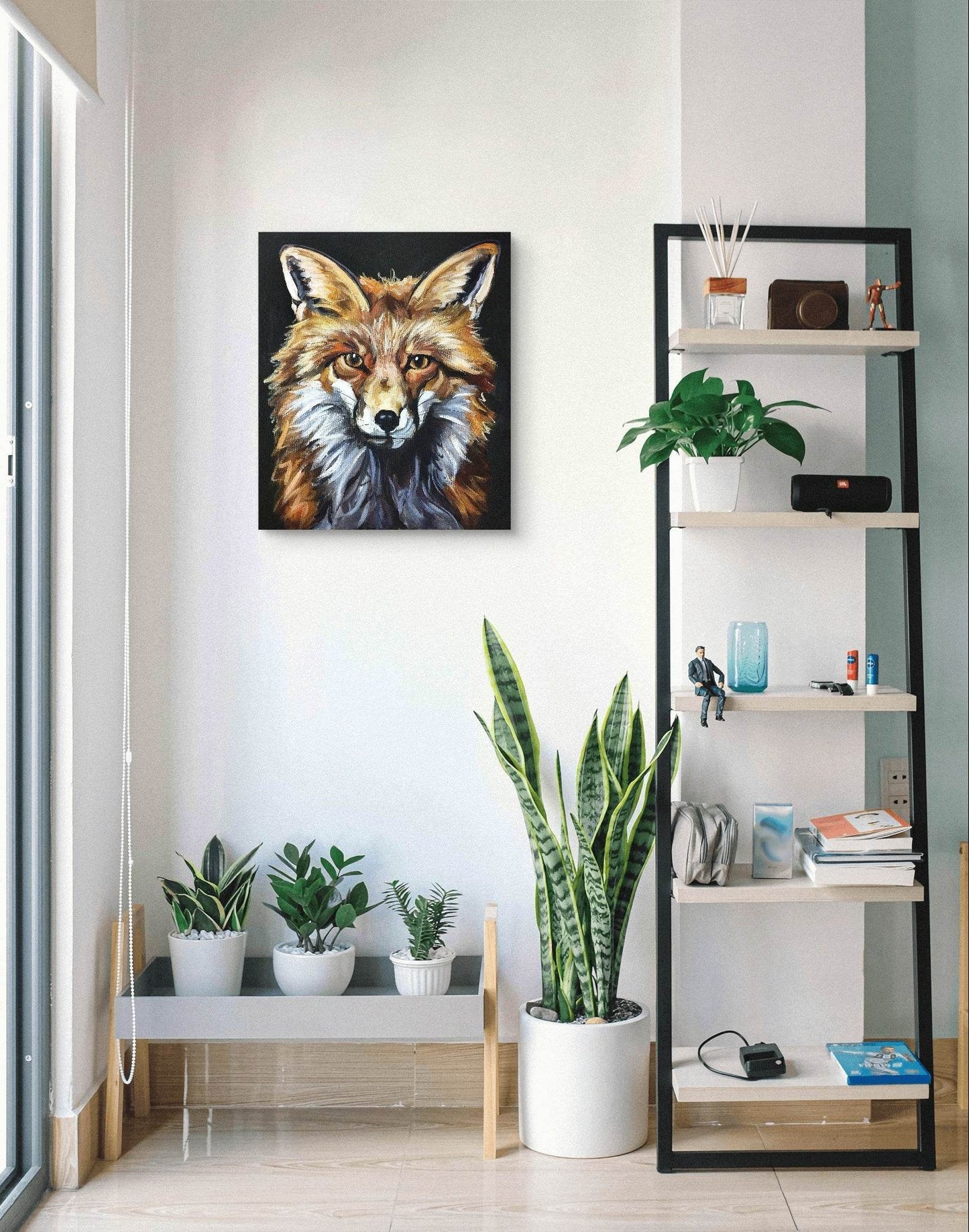 H1Z ART Acrylbild Gemälde Stolzer Fuchs – handgemaltes Original Acrylbild (50 x 60 cm)