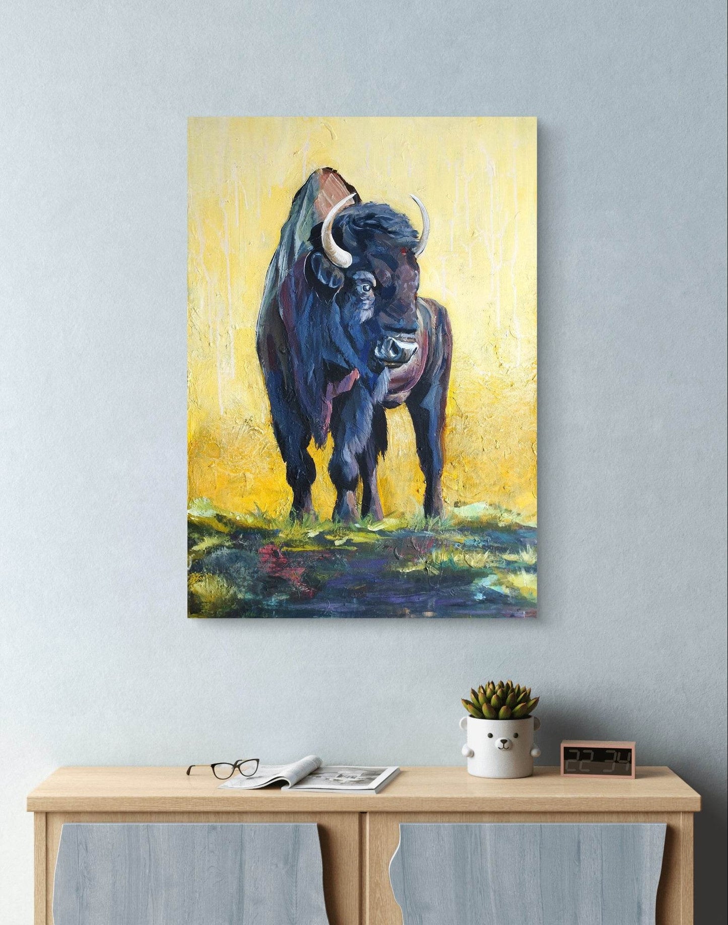 H1Z ART Acrylbild Gemälde Bison – handgemaltes Original Acrylbild (100 x 70 cm)