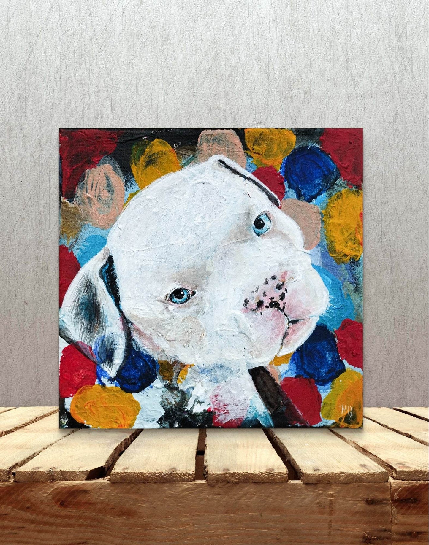 Gemälde Hund – handgemaltes Original Acrylbild (20 x 20 cm)